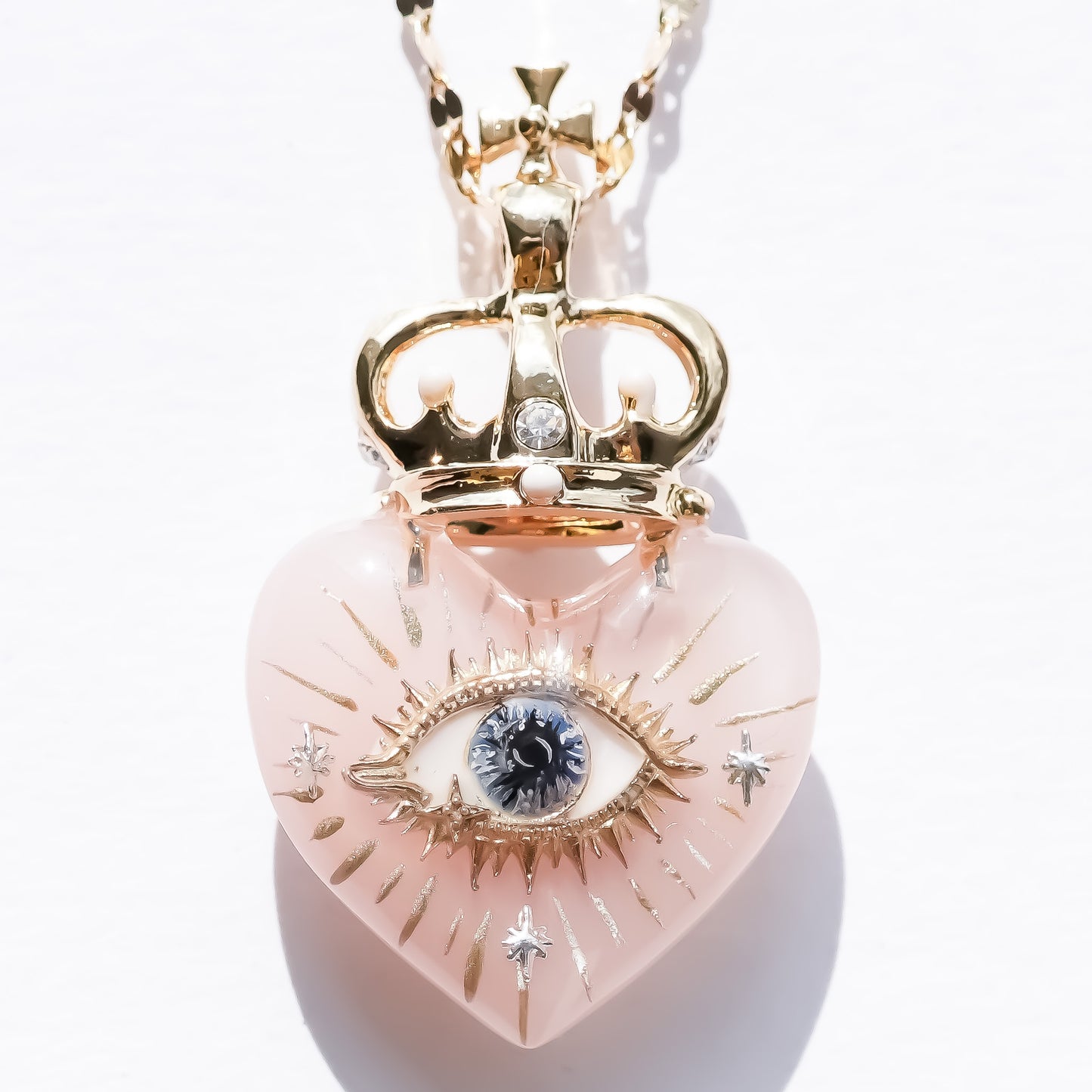 LOVE NECKLACE / EYE / HEART / CROWN / SMOKY PINK