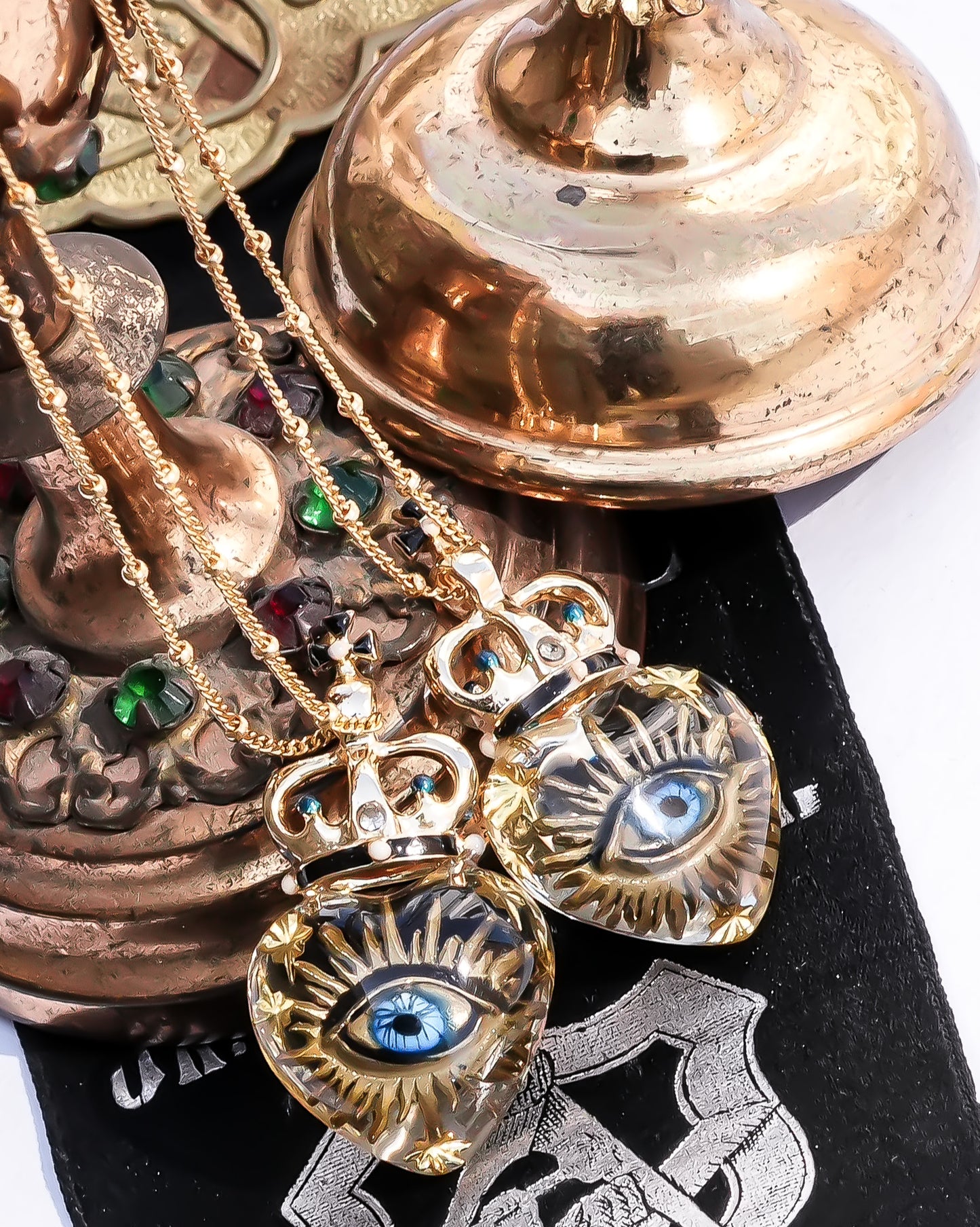 Mystic royal eye heart necklace - clear × gold