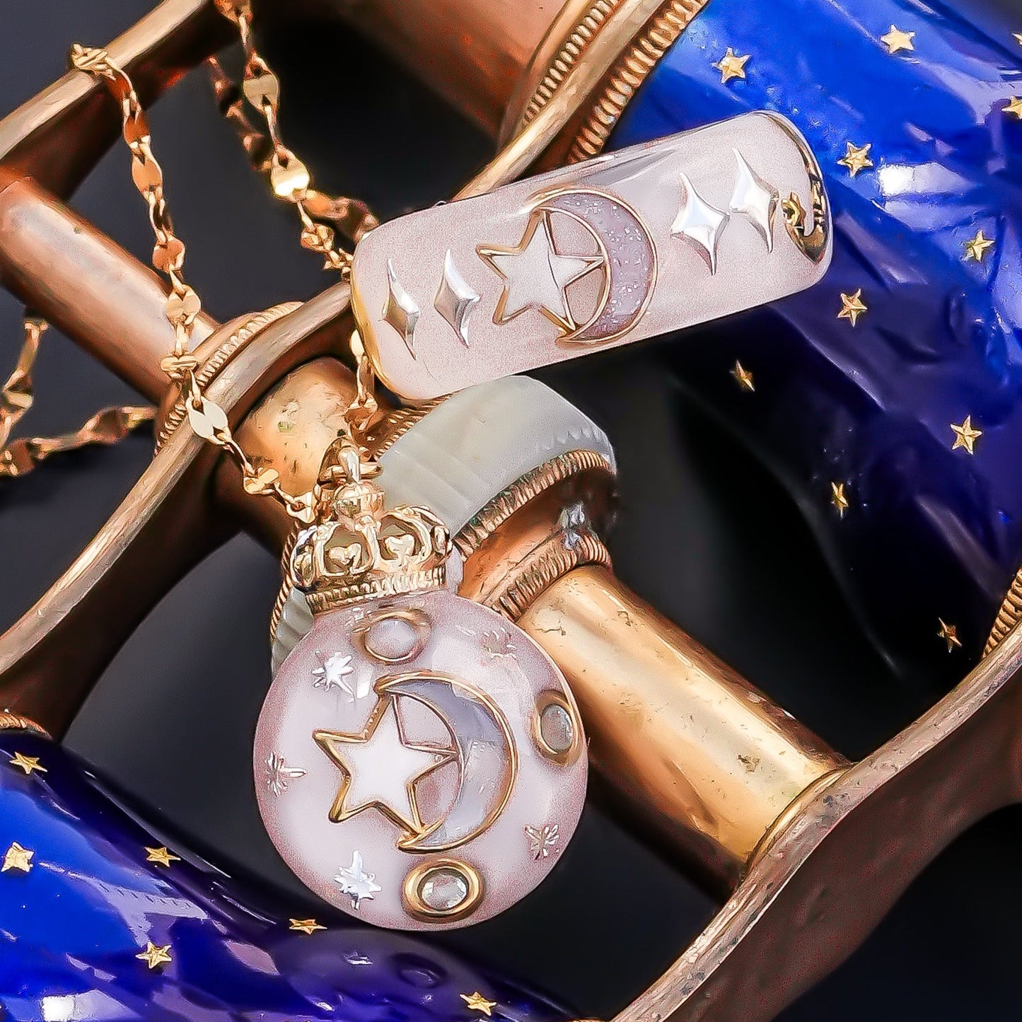 Moon star ring - smoky white / #13