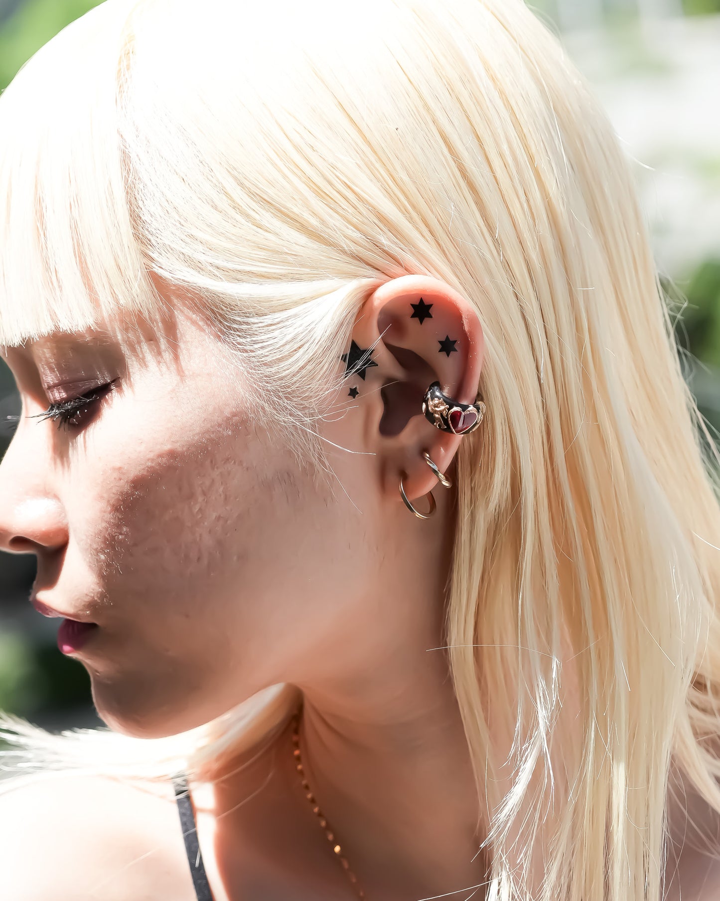 ANGEL EARCUFF / HEART / BLACK / RED