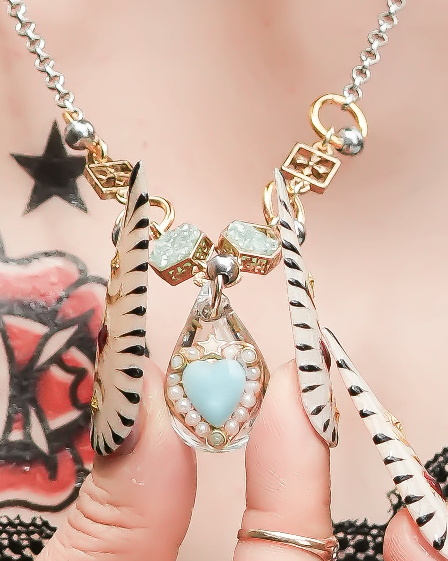 LOVE NECKLACE / DROP / CLEAR / TURQUOISE