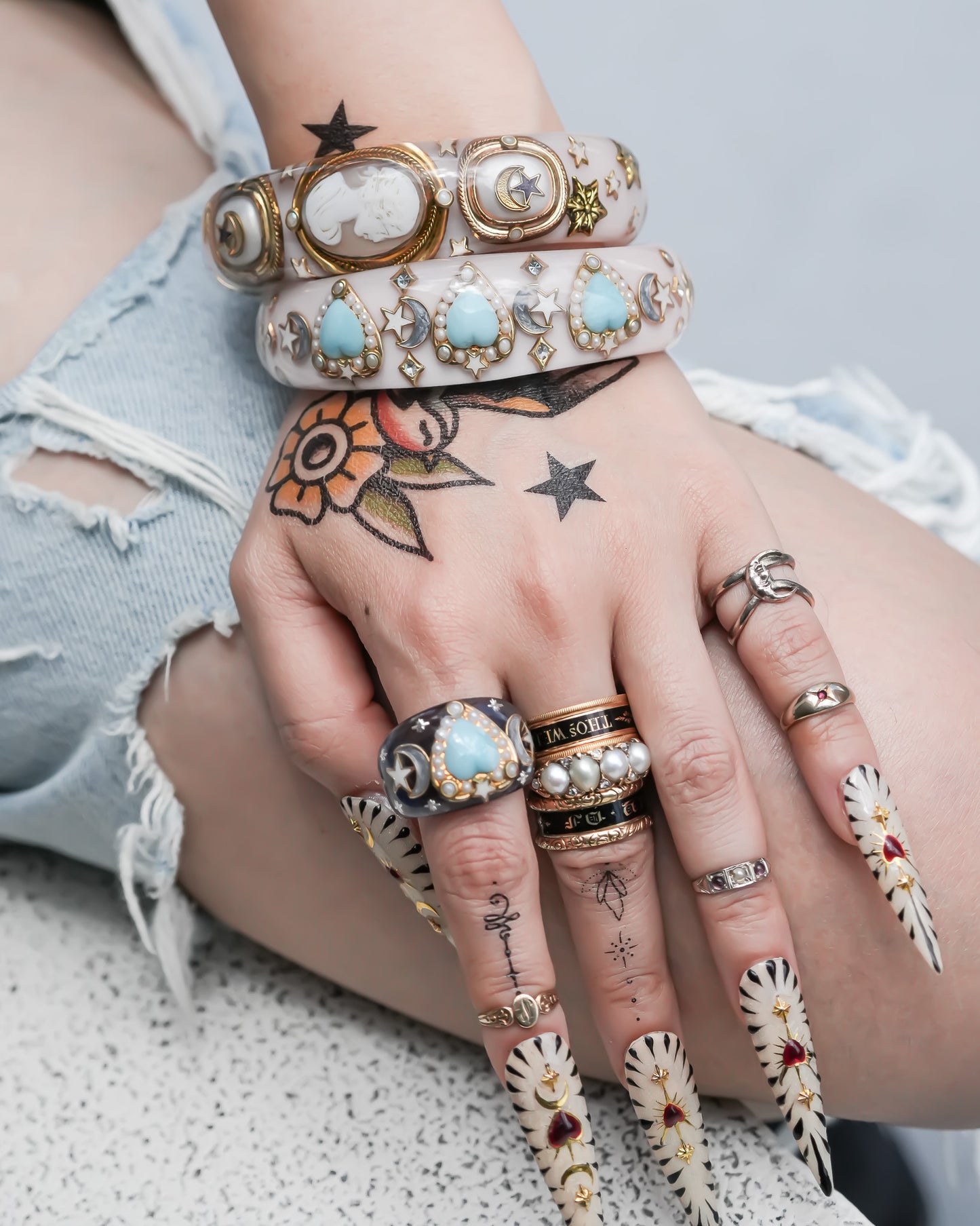 LOVE RING / HEART / ANGEL / TURQUOISE / GRAY / #14