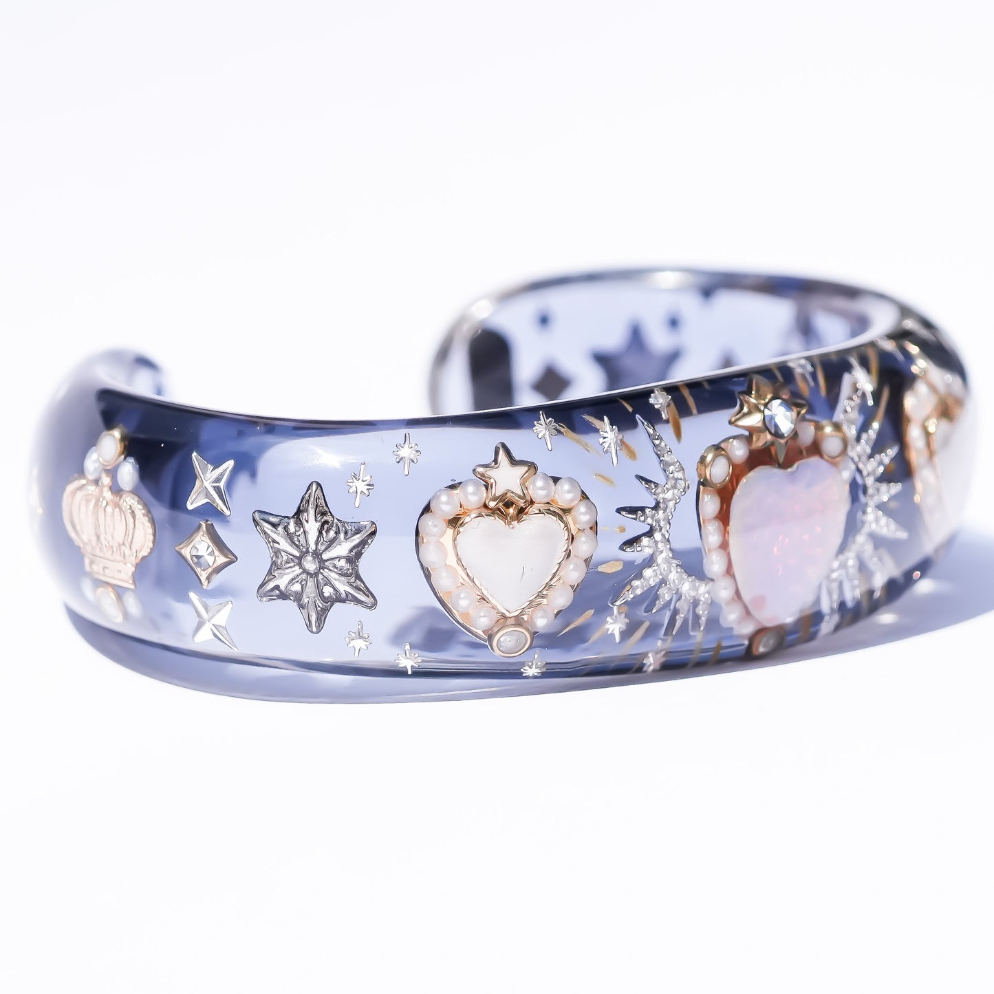 LOVE BRACELET / HEART / CLEAR BLACK / PINK OPAL