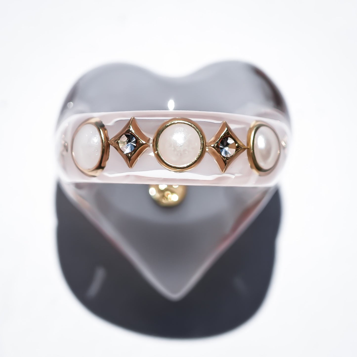 LOVE RING / HEART / SMOKY GRAY / PINK OPAL / #14
