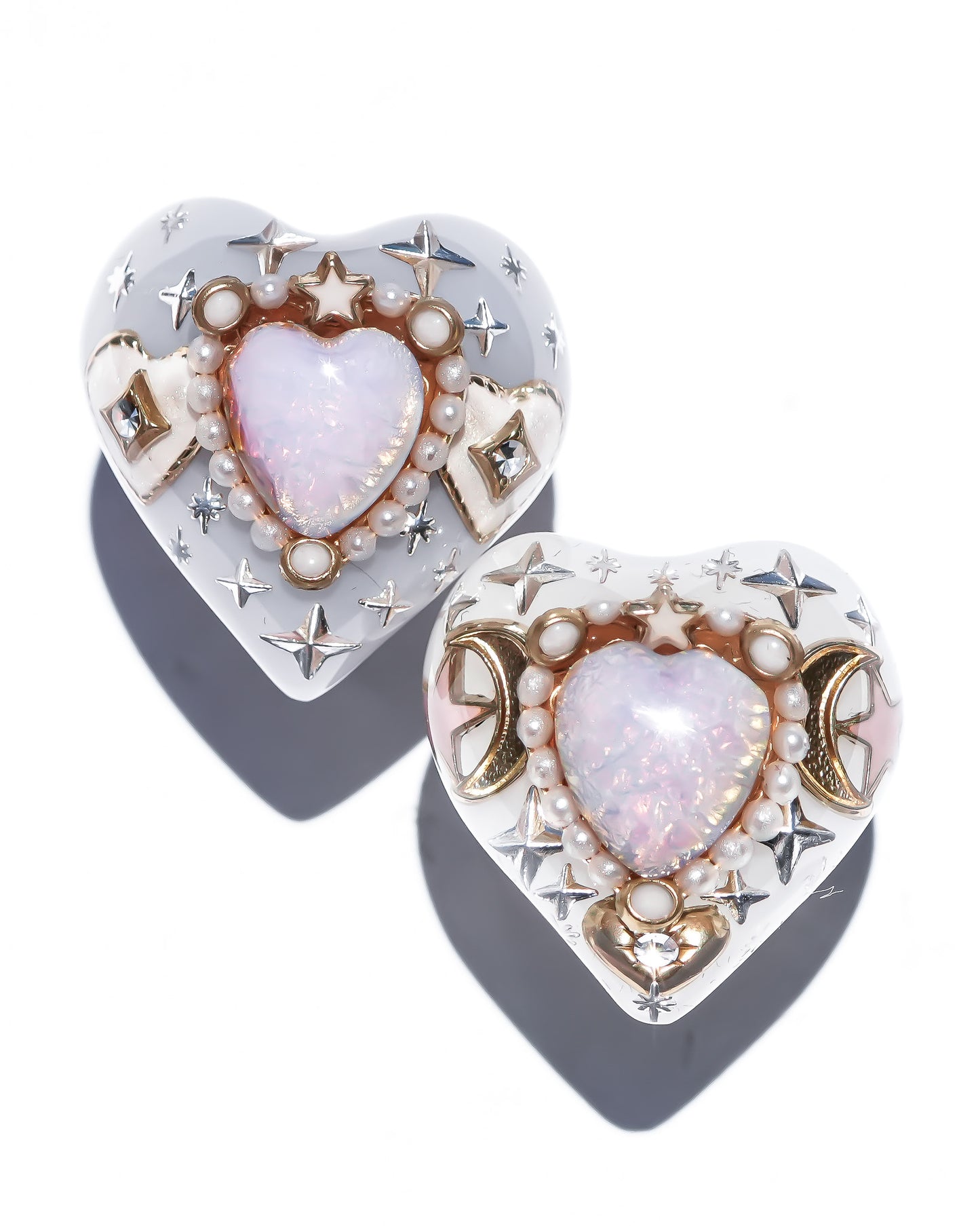 LOVE RING / HEART / SMOKY GRAY / PINK OPAL / #14