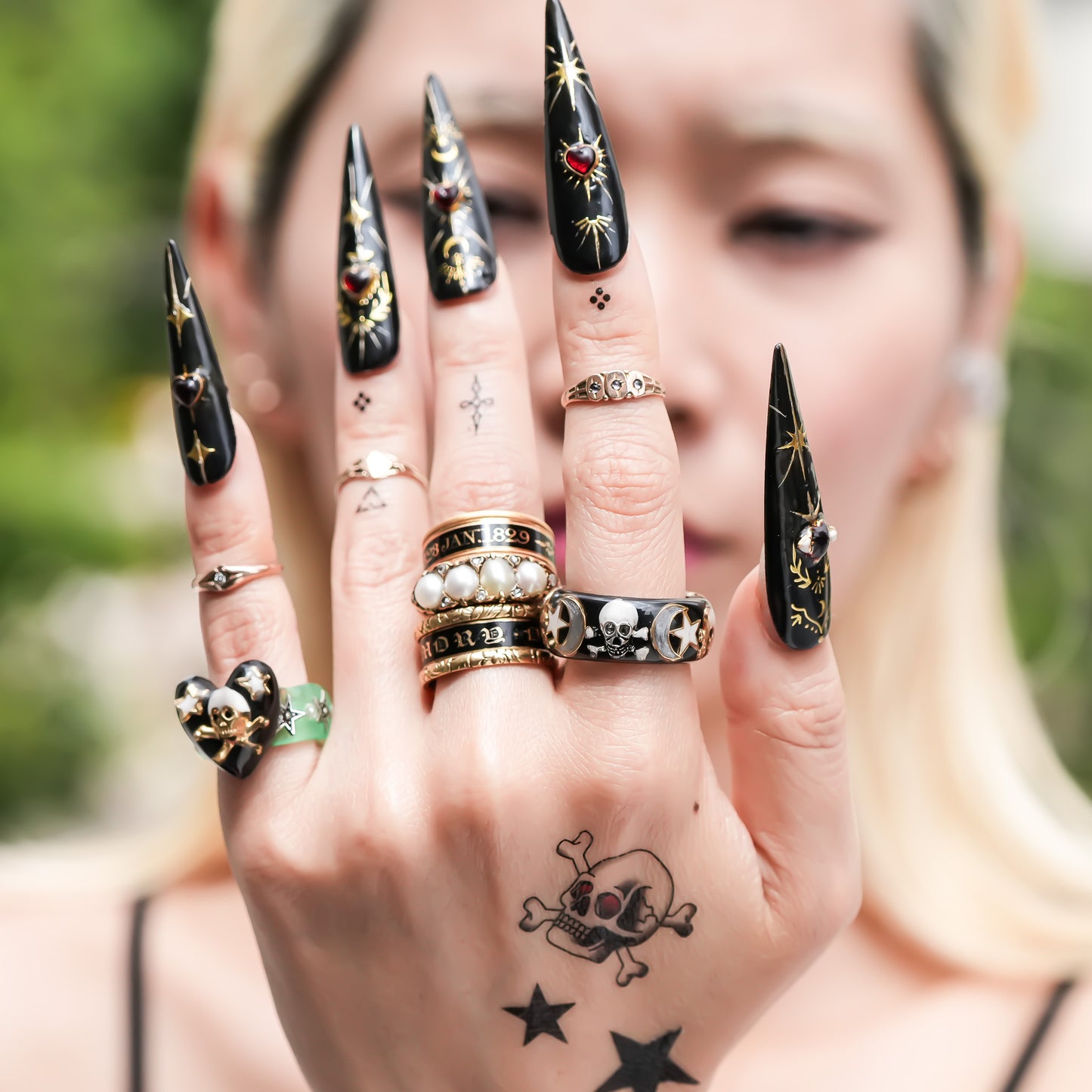 MEMENTO MORI RING / MOON STAR / BLACK /#12