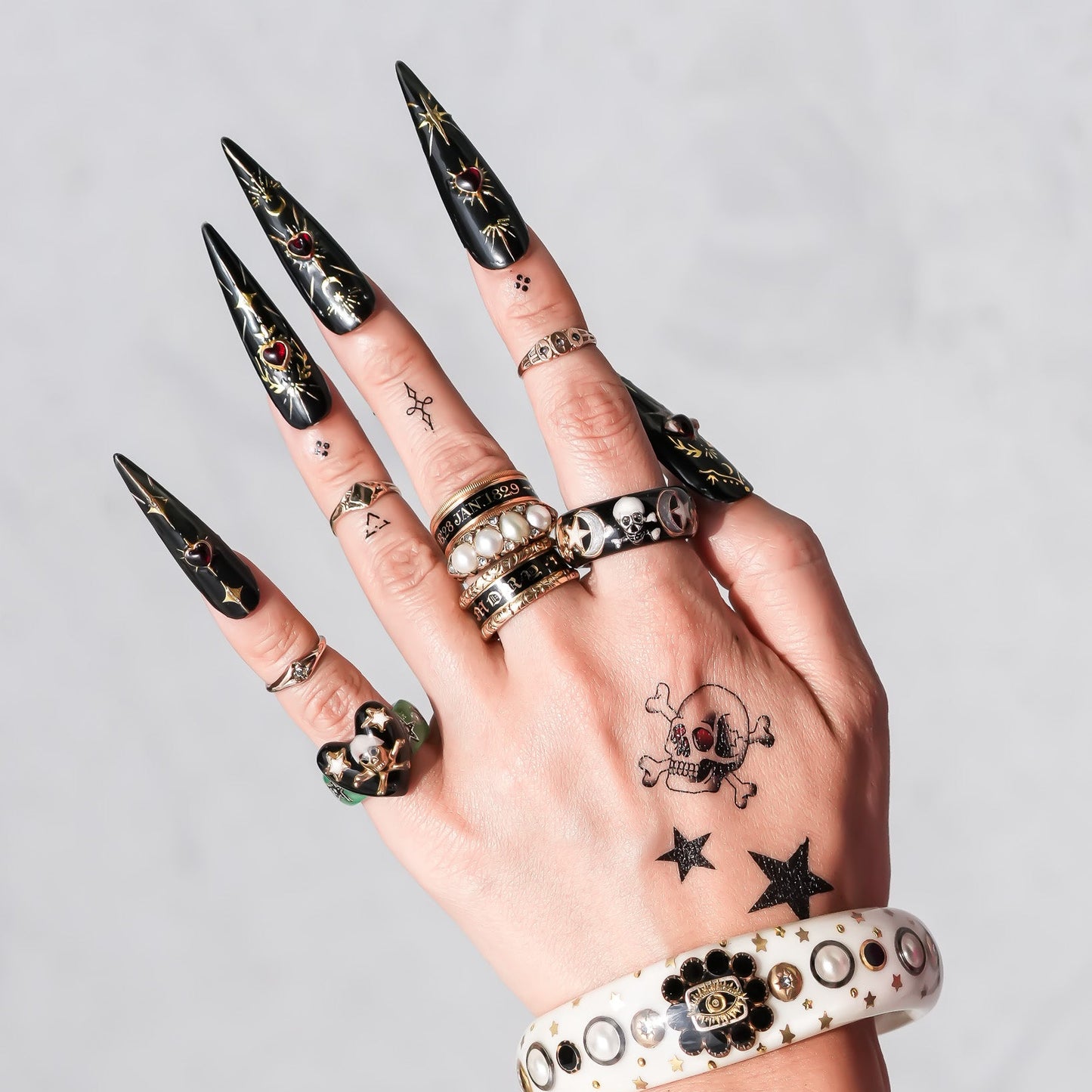 MEMENTO MORI RING / MOON STAR / BLACK /#12