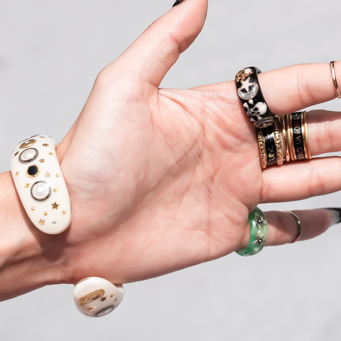 MEMENTO MORI RING / MOON STAR / BLACK /#12