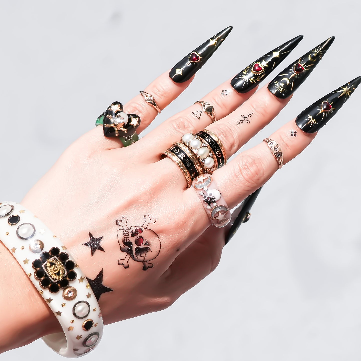MEMENTO MORI RING / MOON STAR / SMOKY PINK /#12
