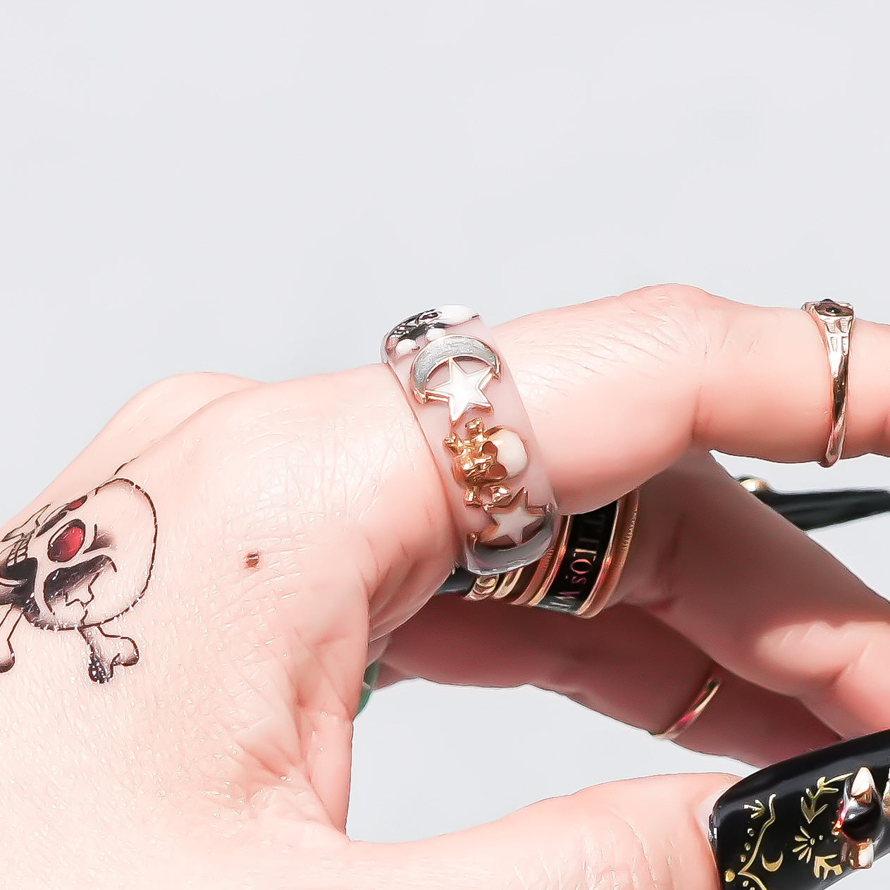 MEMENTO MORI RING / MOON STAR / SMOKY PINK /#12