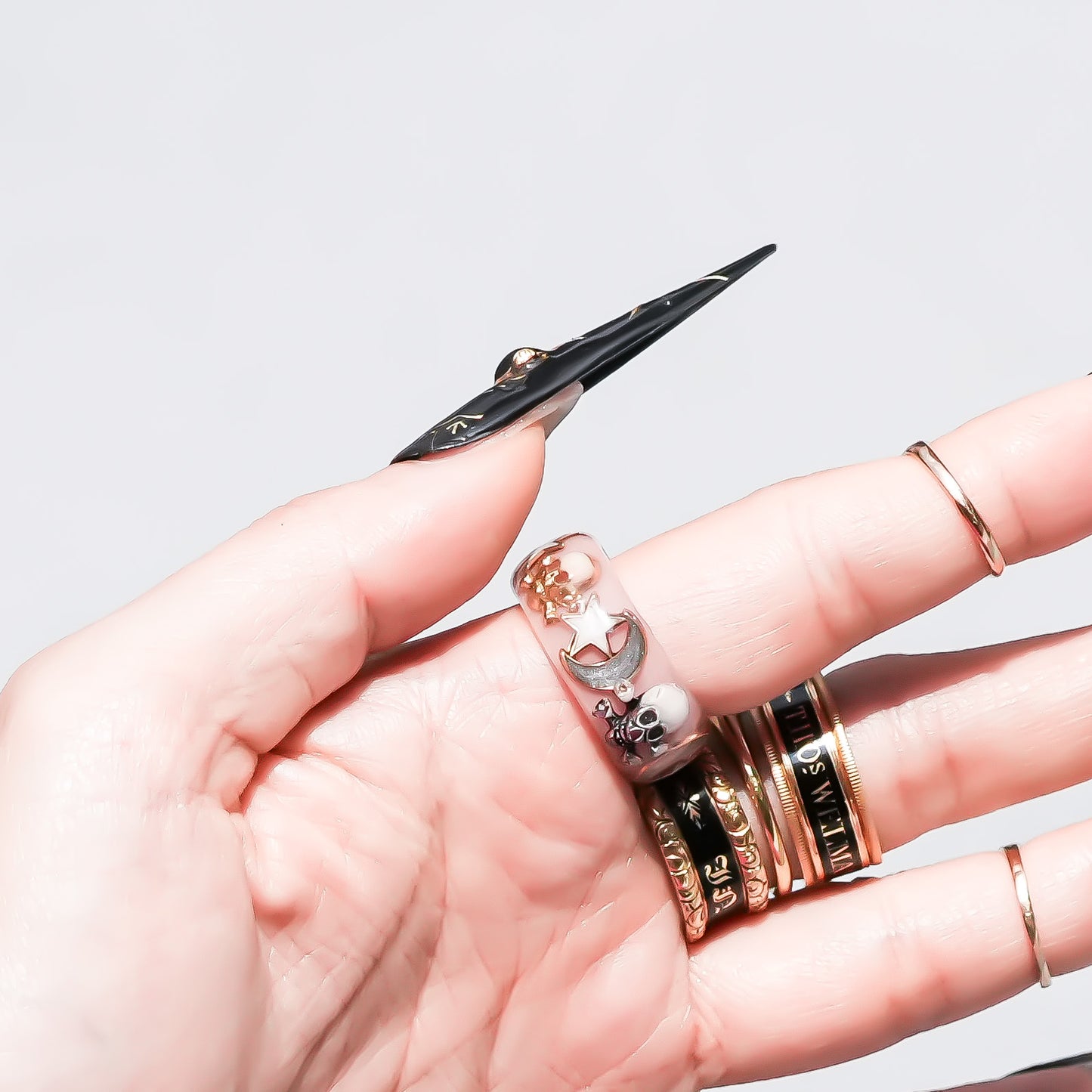 MEMENTO MORI RING / MOON STAR / SMOKY PINK /#12