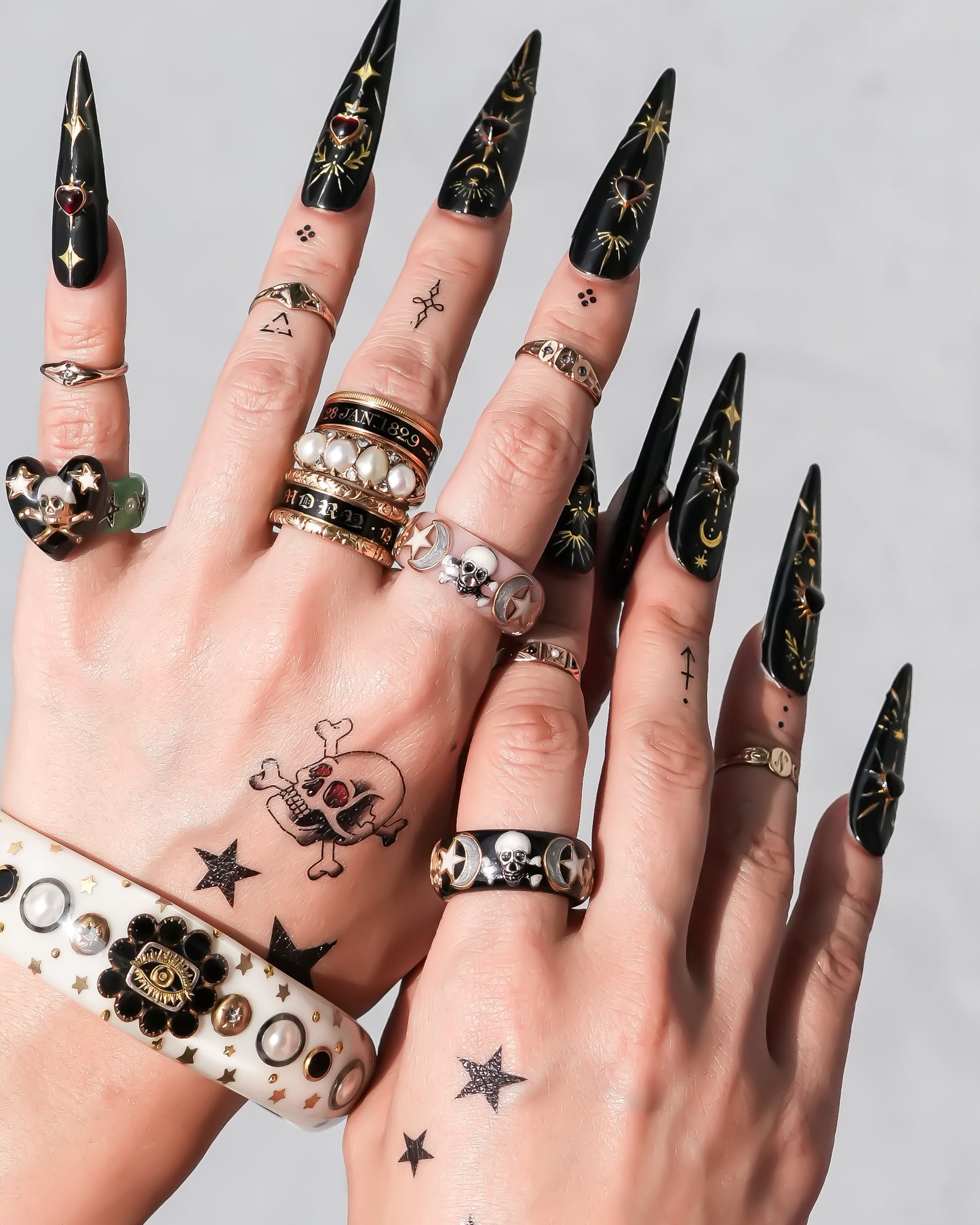 MEMENTO MORI RING / MOON STAR / BLACK /#12