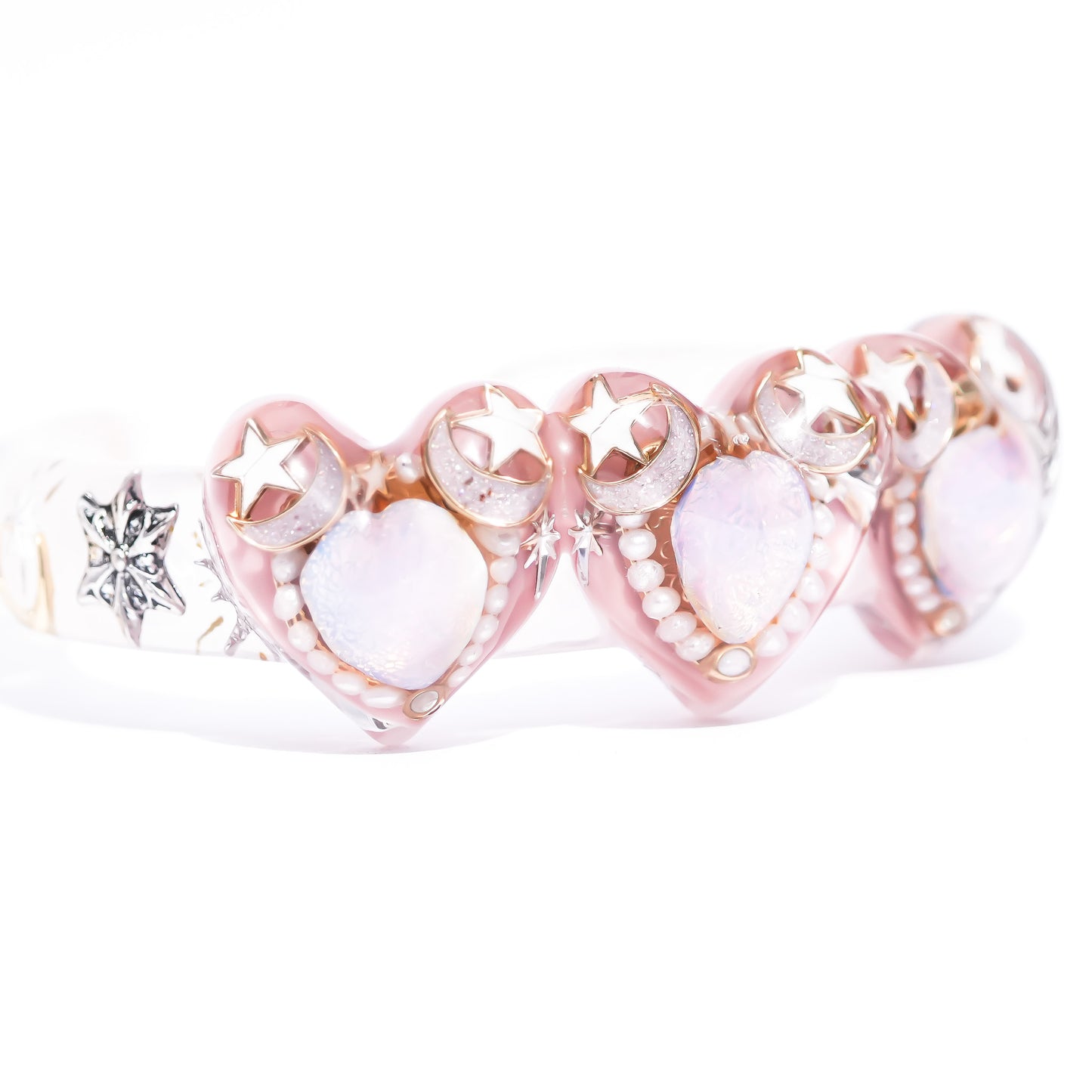 LOVE BRACELET / TRIPLE HEART / SMOKY PINK / PINK OPAL