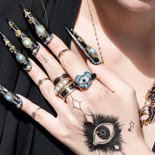 Sacred heart eye small ring - blue / #13