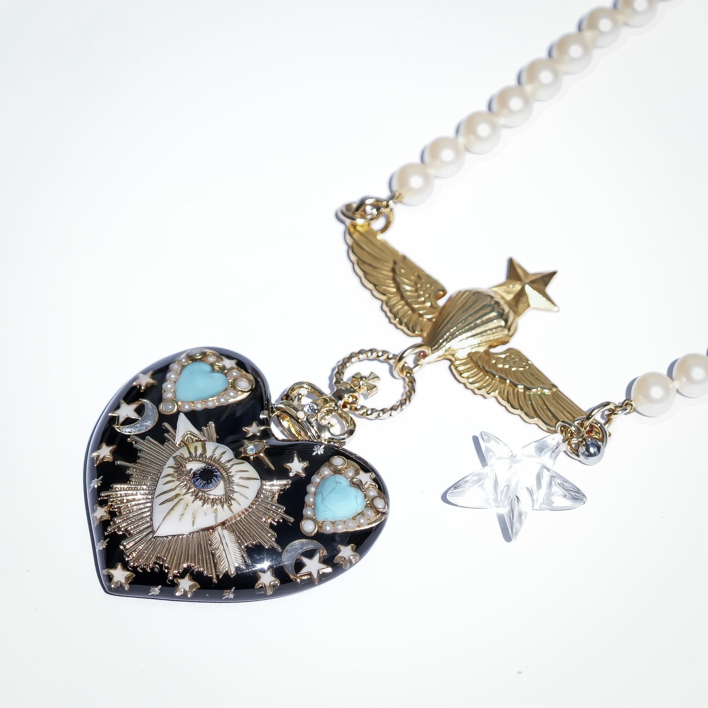 LOVE NECKLACE / EYE / HEART / TURQUOISE / BLACK