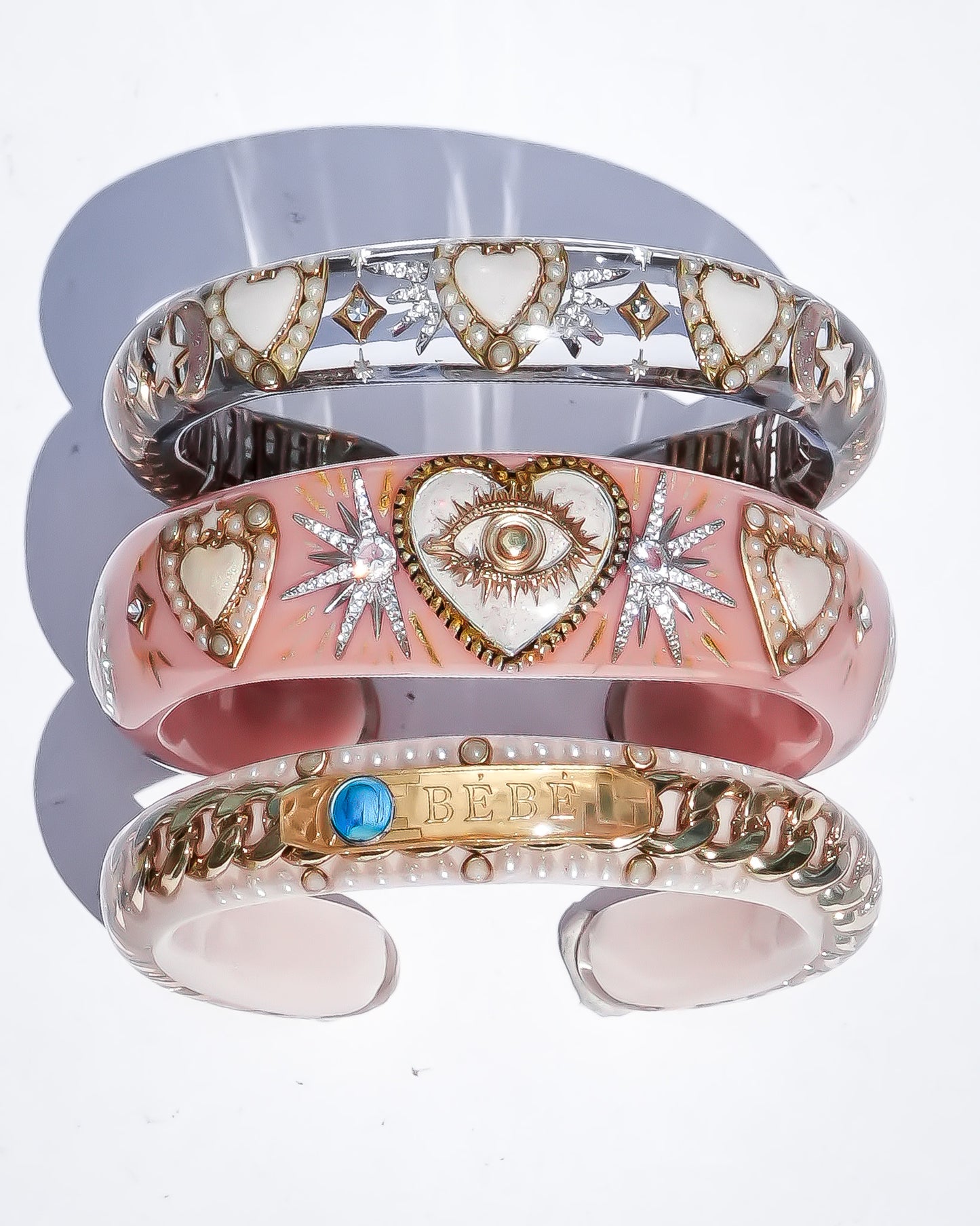 LOVE BRACELET / EYE / WHITE HEART / SMOKY PINK