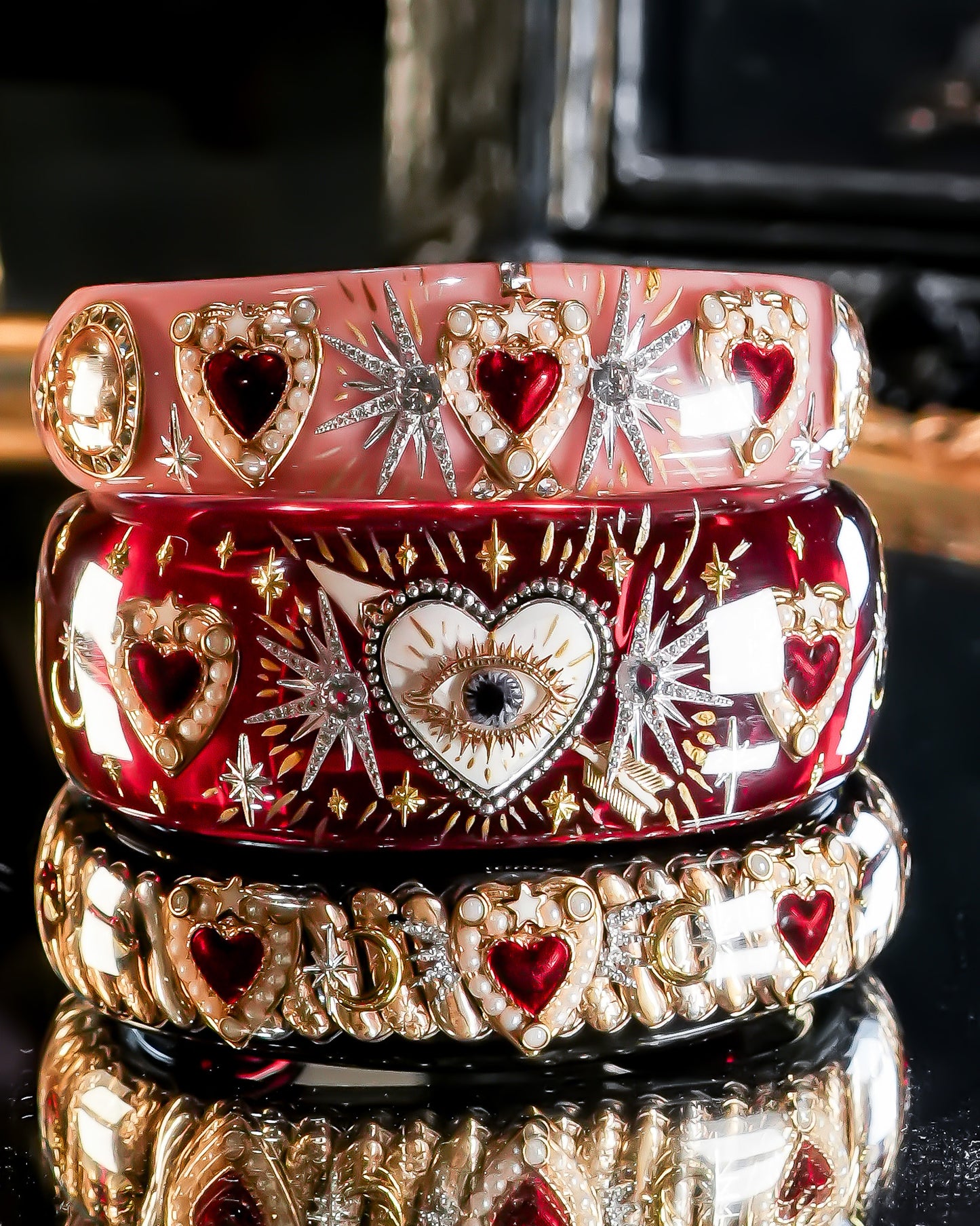 LOVE BRACELET / RED HEART / SMOKY PINK