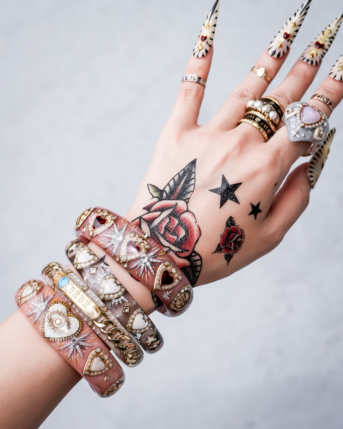 LOVE BRACELET / RED HEART / SMOKY PINK