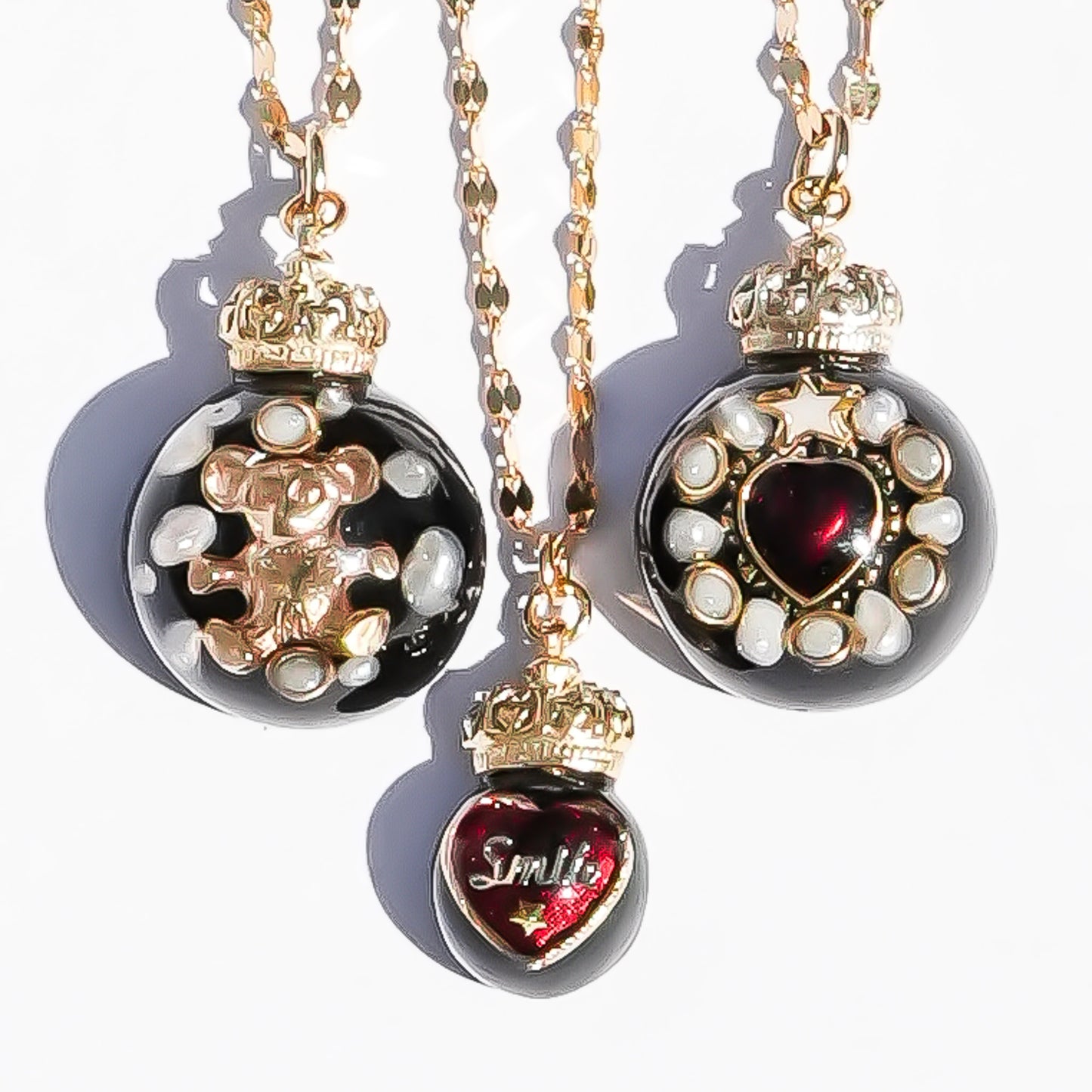 Miniature Ornament Necklace / Heart / Black