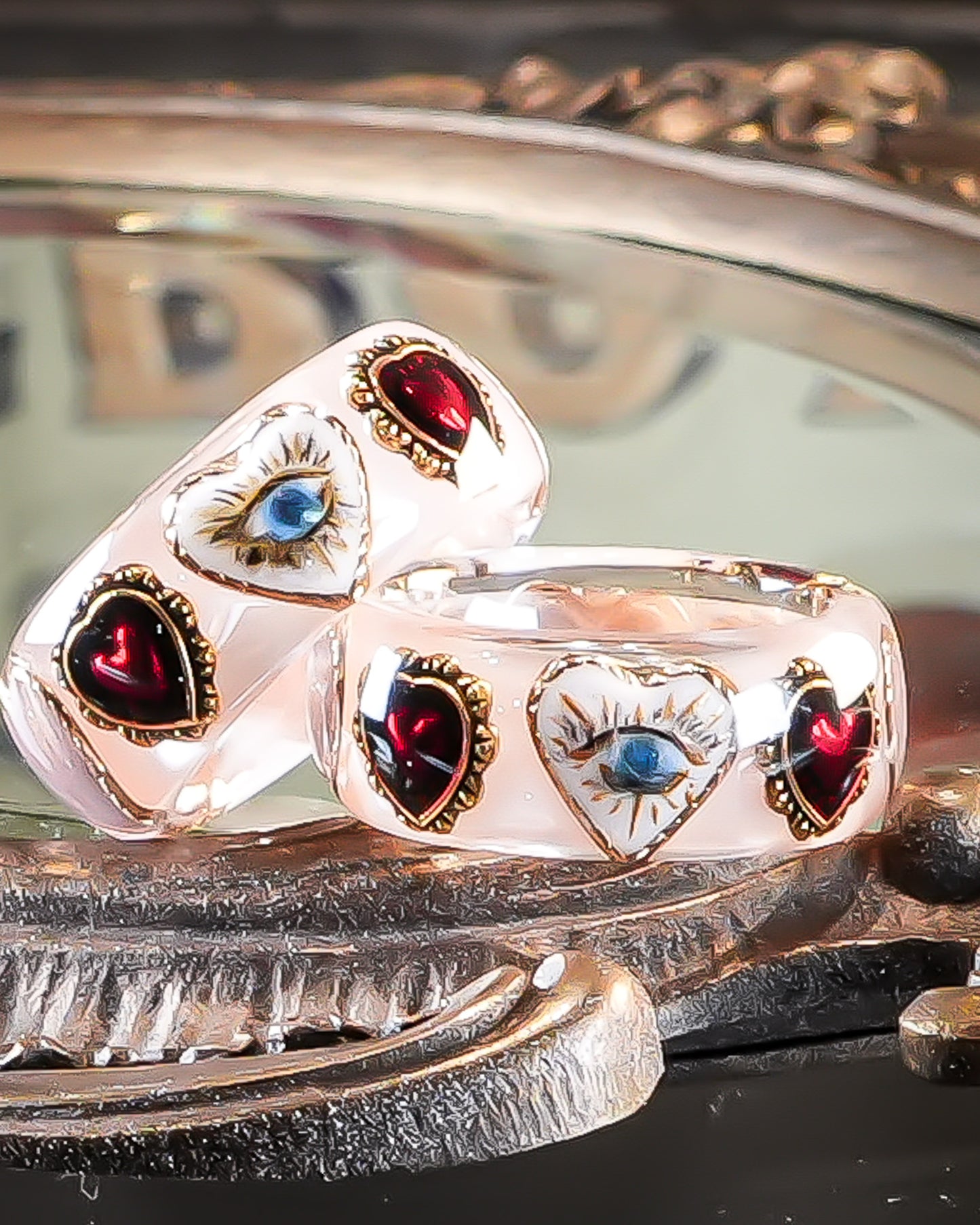 Mystic Eye Heart Ring – Smoky Pink / #11 #12