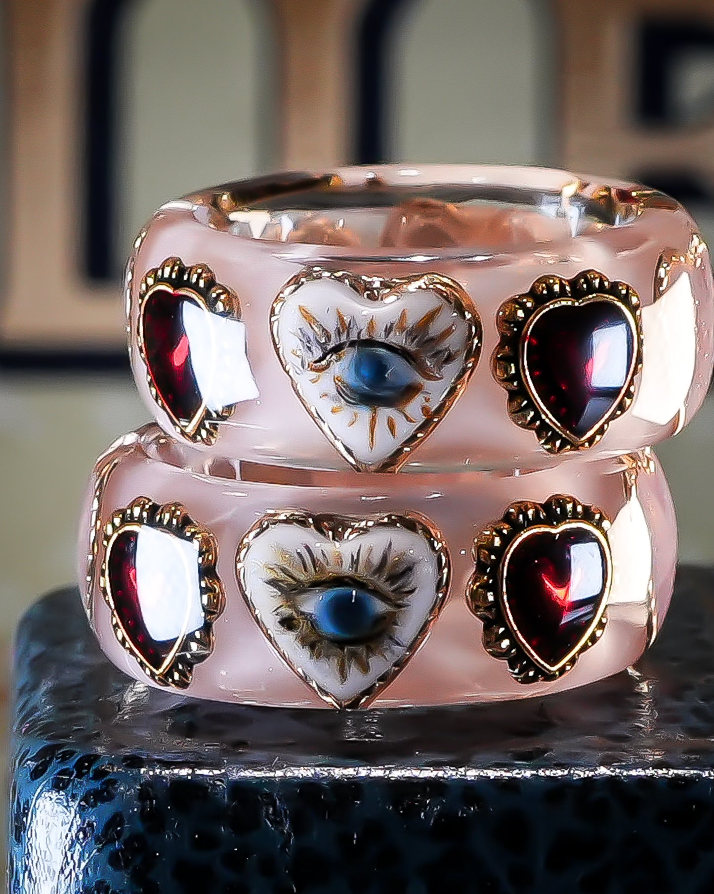 Mystic Eye Heart Ring – Smoky Pink / #11 #12