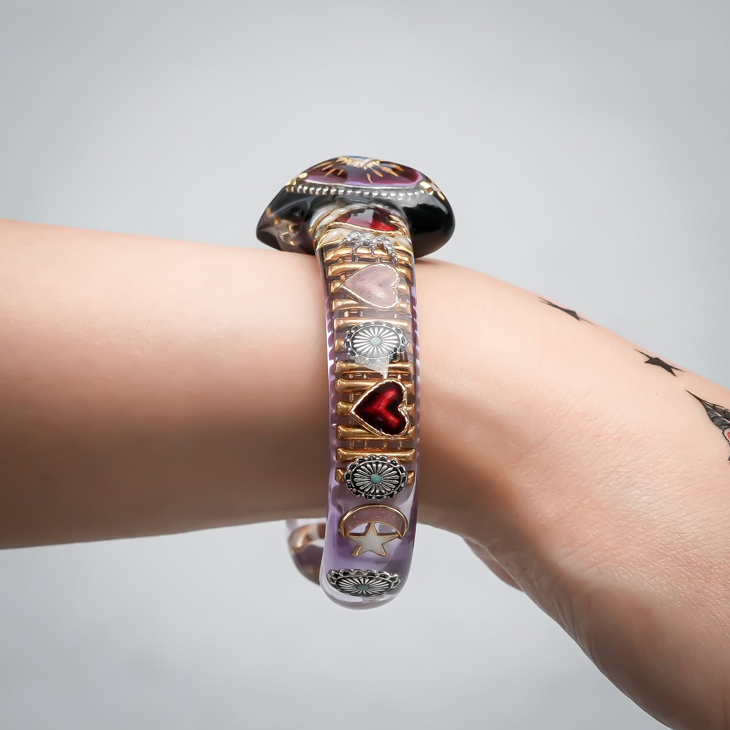 Mystic Eye Heart Bangle – Lavender Smoke