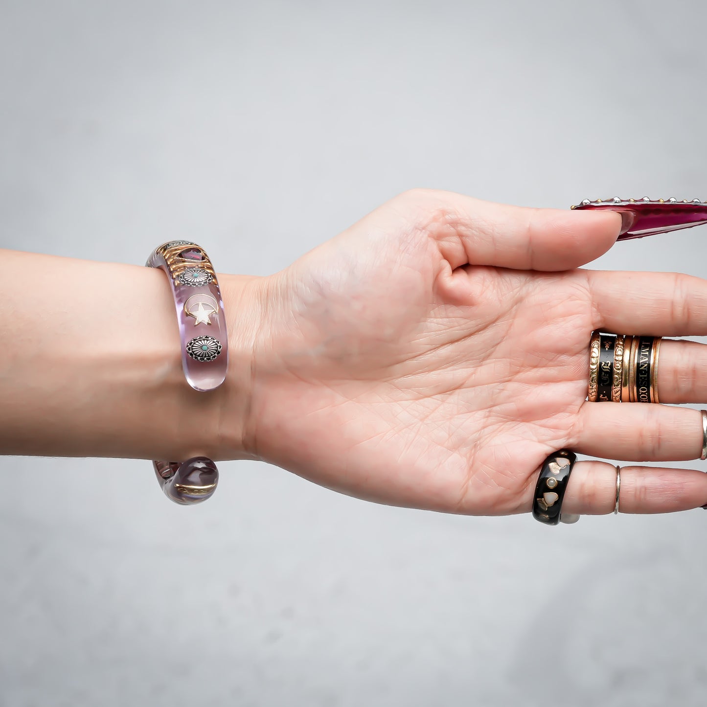 Mystic Eye Heart Bangle – Lavender Smoke