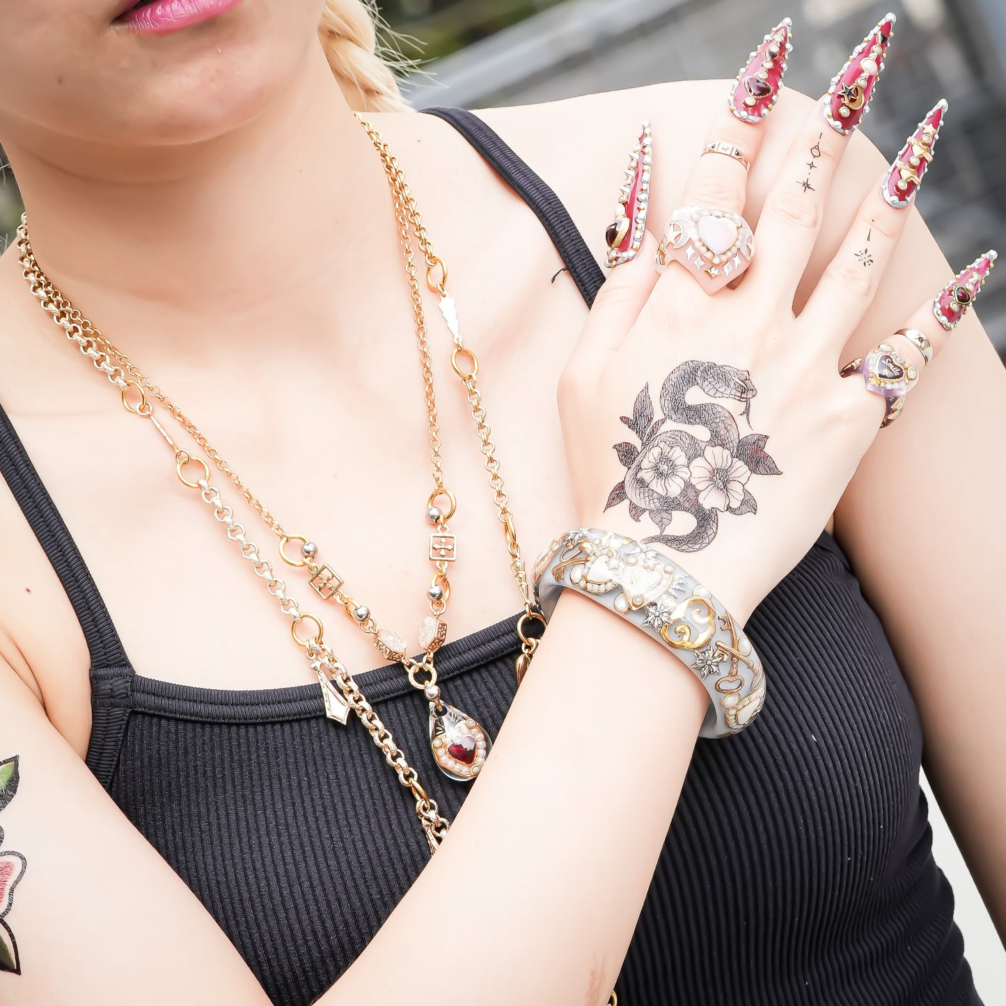 Secret Key Heart Bangle – Smoky Gray