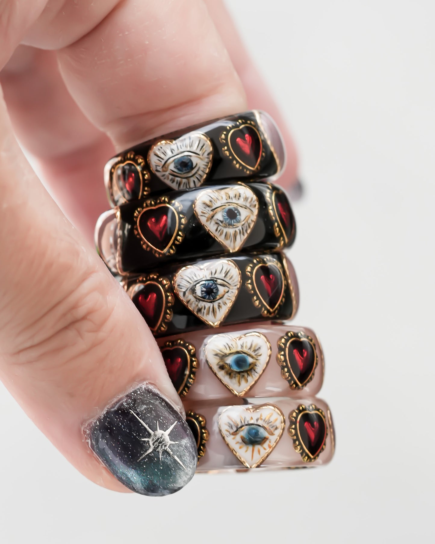 Mystic Eye Heart Ring – Smoky Pink / #11 #12