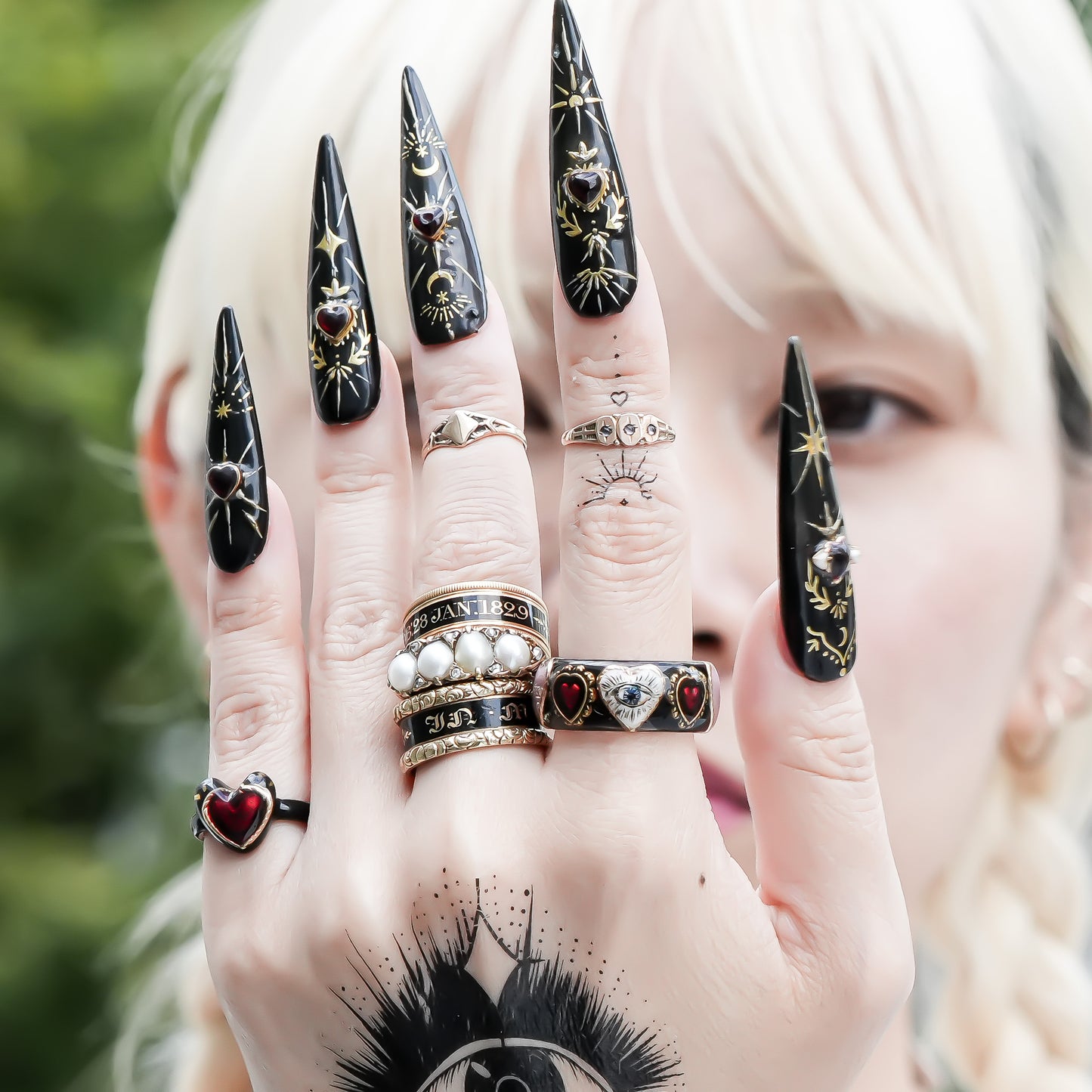 Mystic Eye Heart Ring – Jet Black / #10 #11 #18