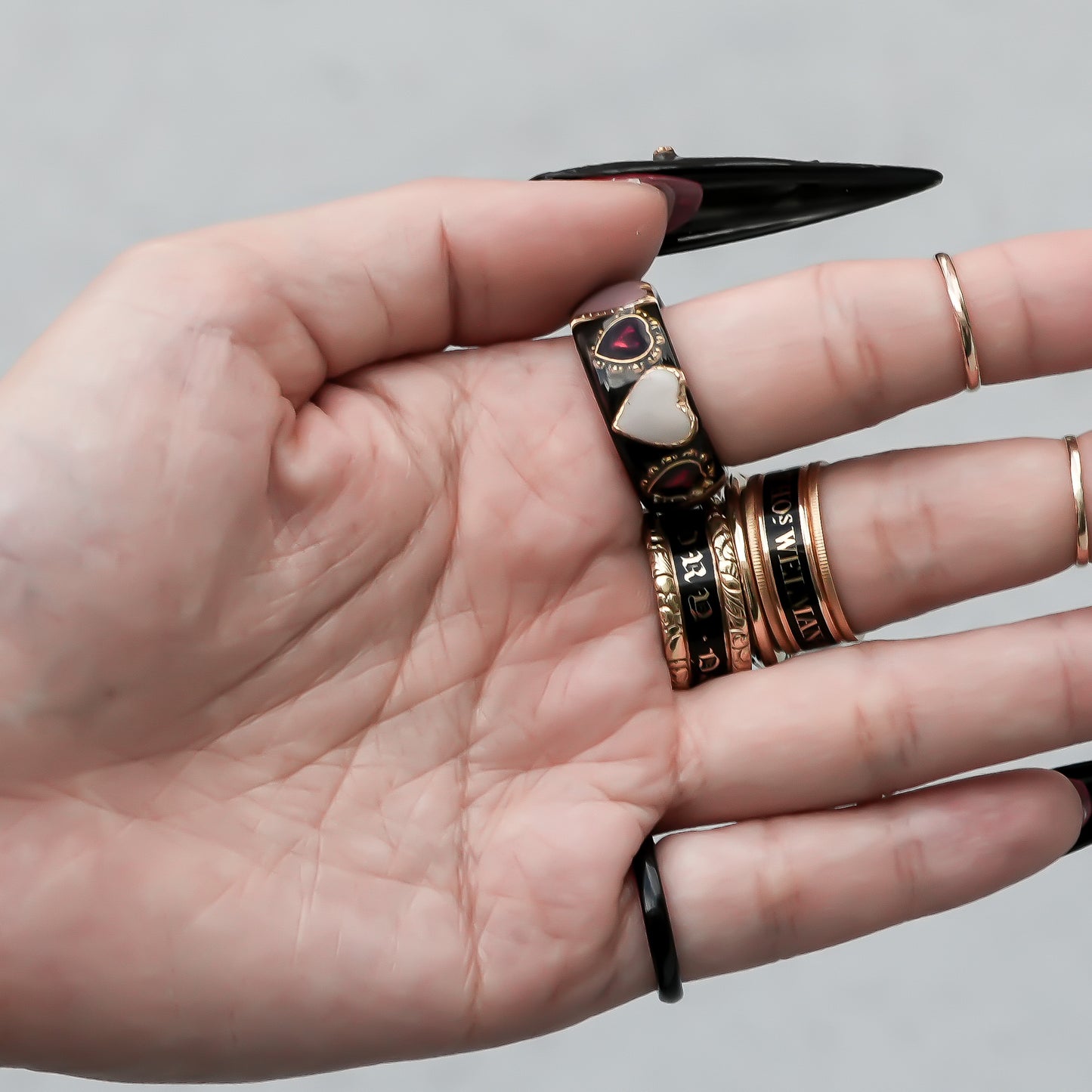 Mystic Eye Heart Ring – Jet Black / #10 #11 #18