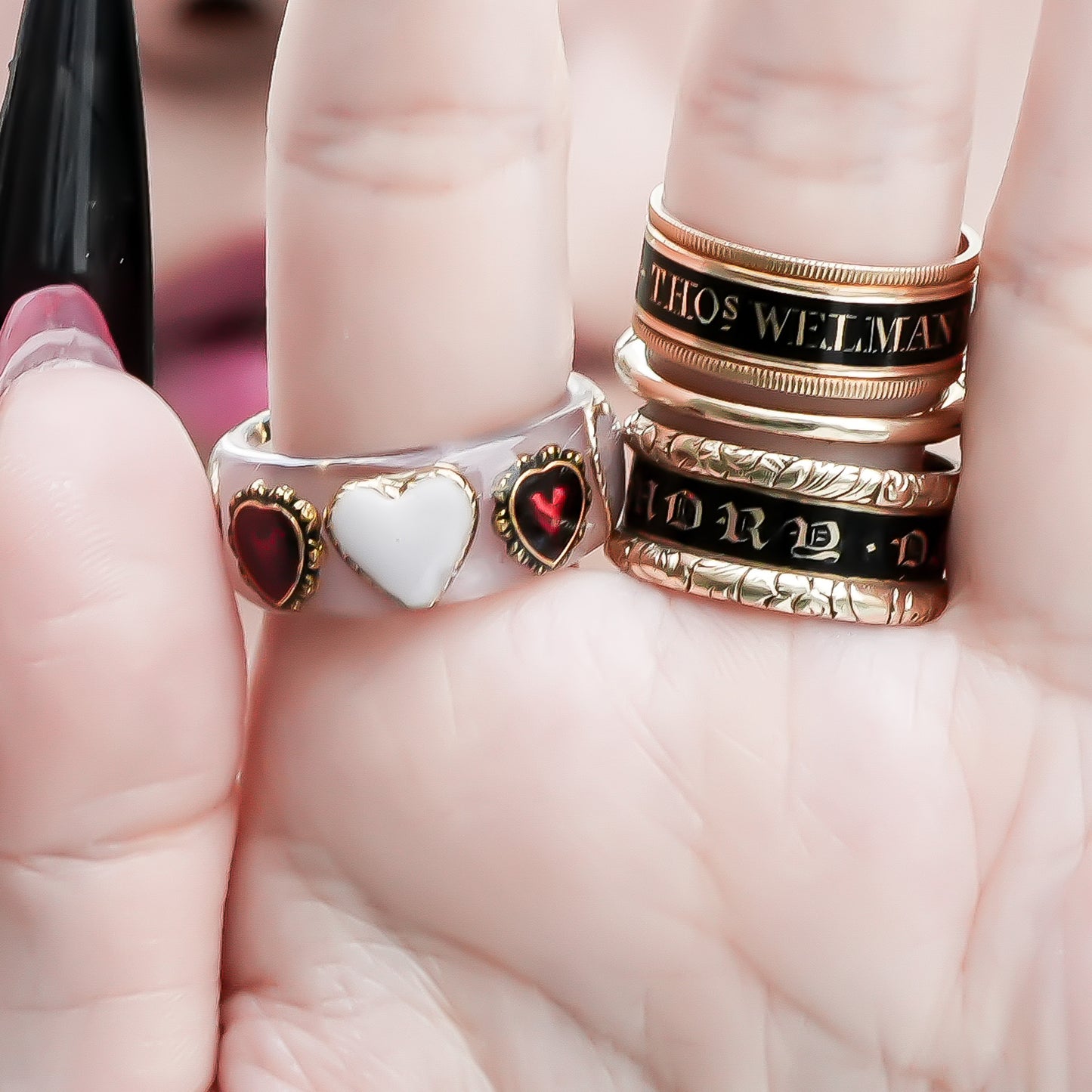 Mystic Eye Heart Ring – Smoky Pink / #11 #12