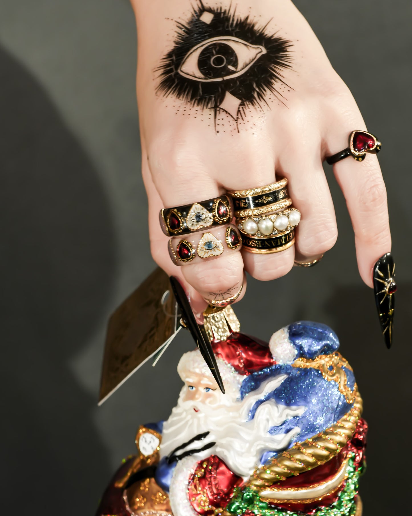 Mystic Eye Heart Ring – Jet Black / #10 #11 #18