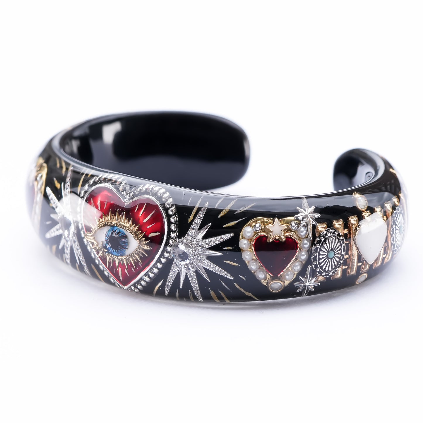 Mystic Eye Heart Bangle – Jet Black