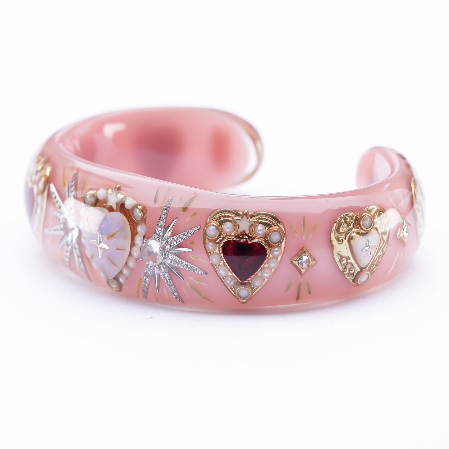 Celestial Heart Opal Bangle – Smoky Pink
