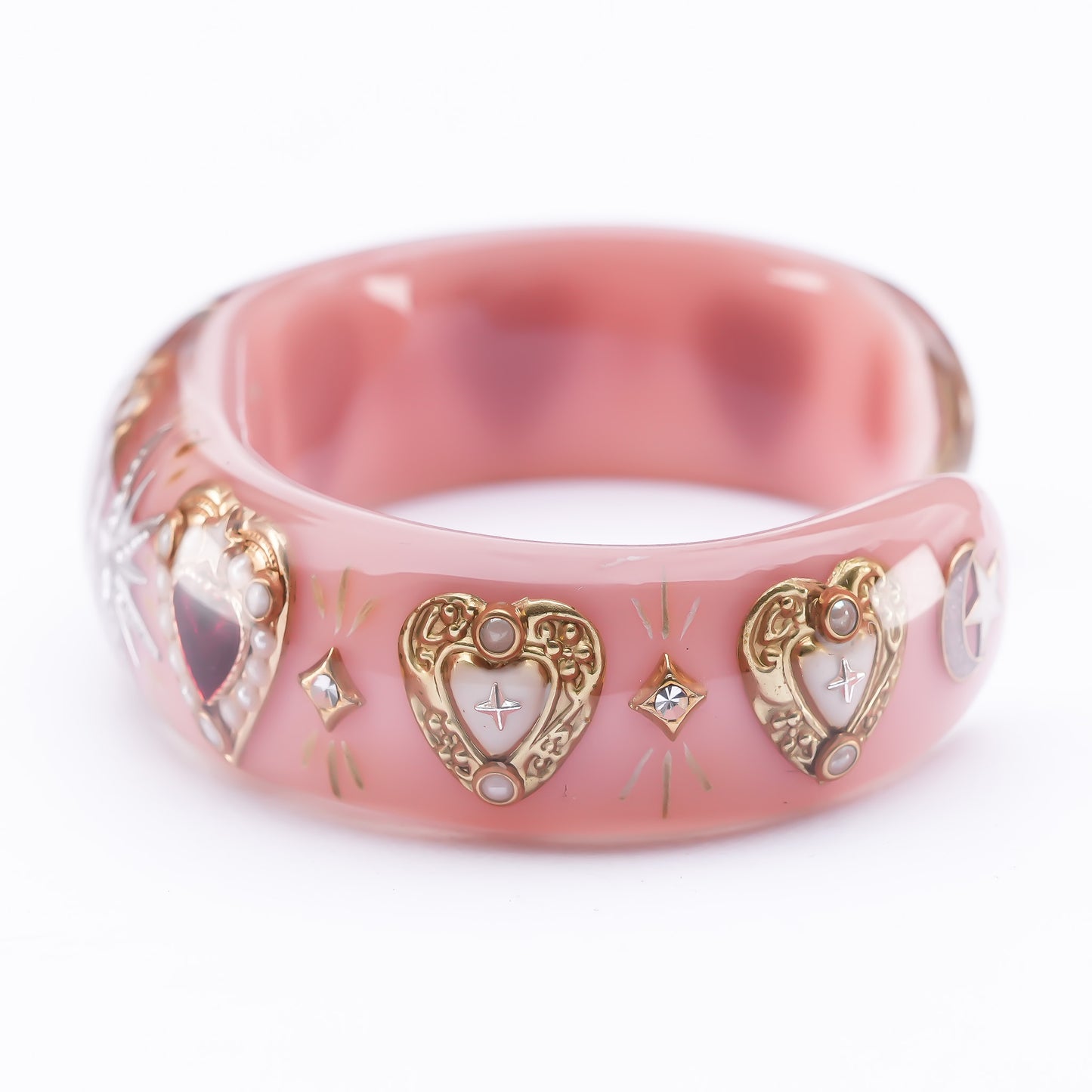 Celestial Heart Opal Bangle – Smoky Pink