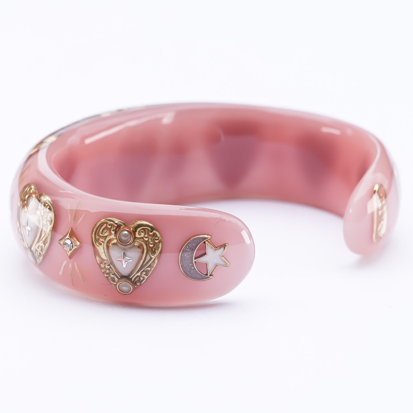 Celestial Heart Opal Bangle – Smoky Pink