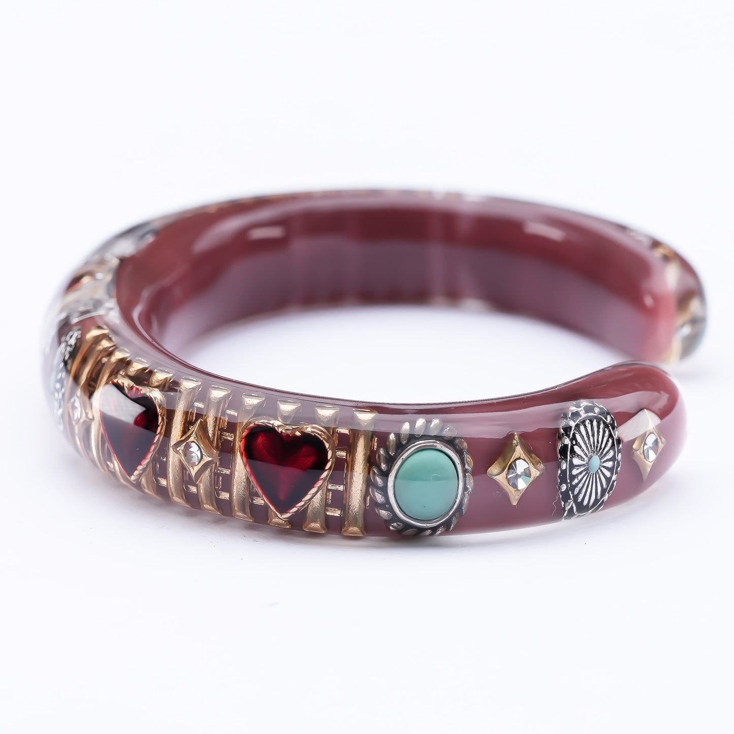 Royal Heart & Turquoise Bracelet – Smoky Brown