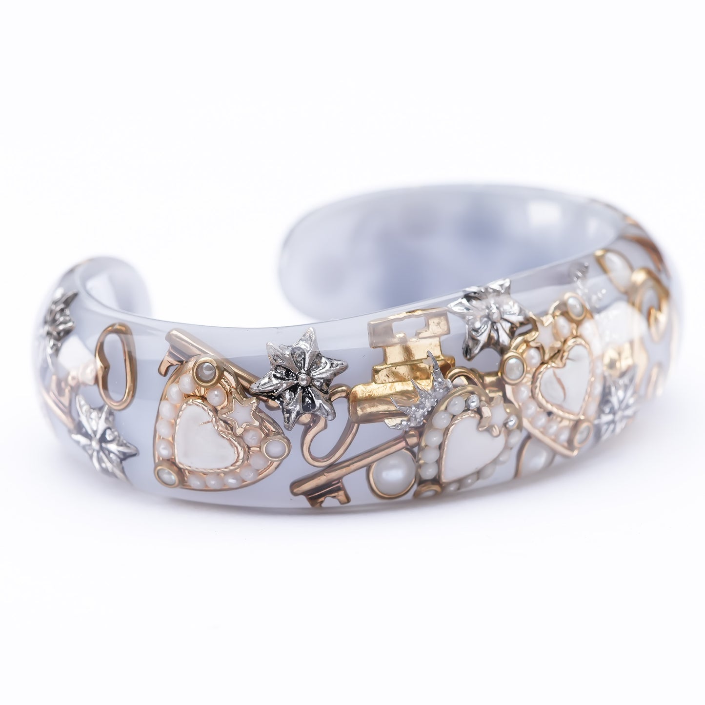 Secret Key Heart Bangle – Smoky Gray