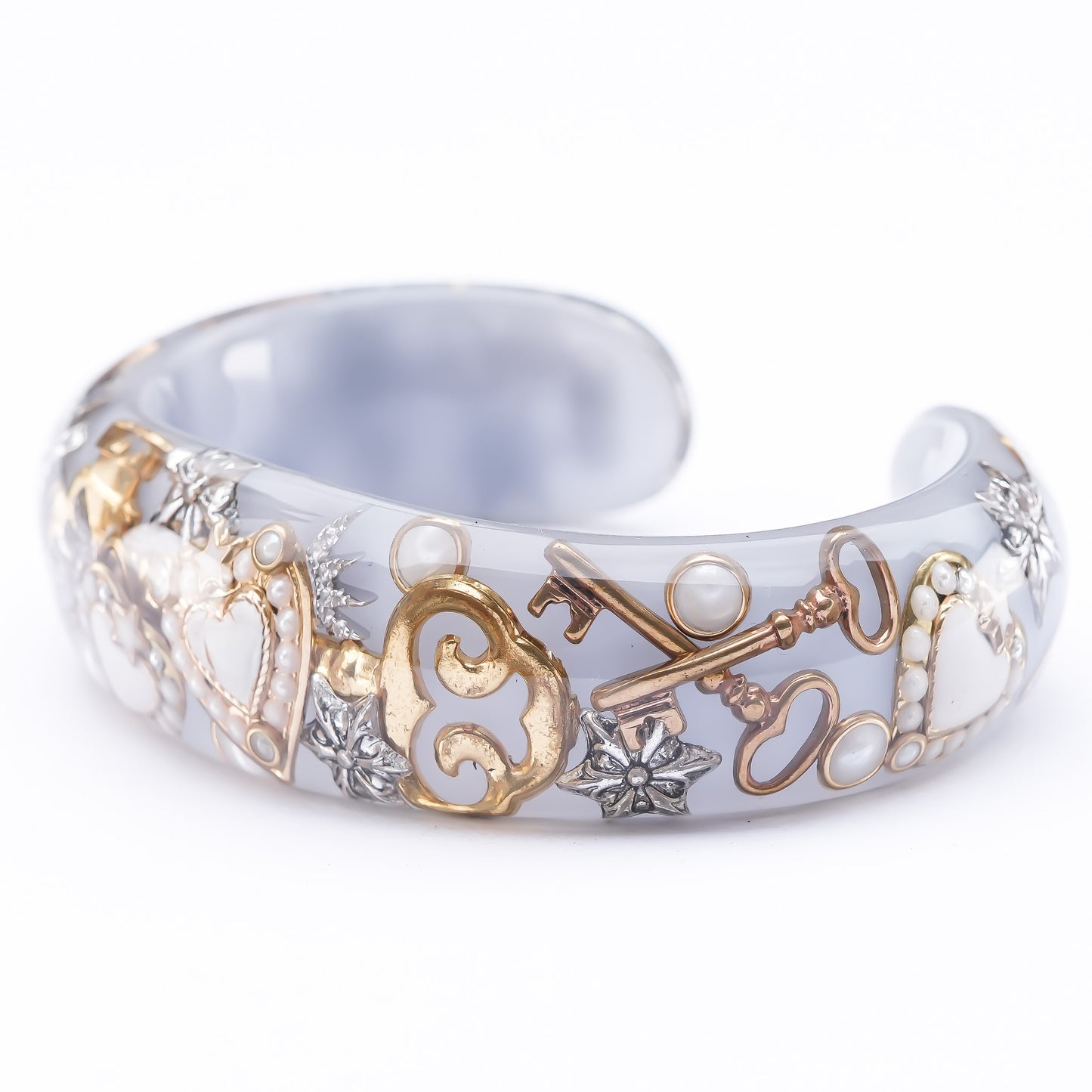 Secret Key Heart Bangle – Smoky Gray