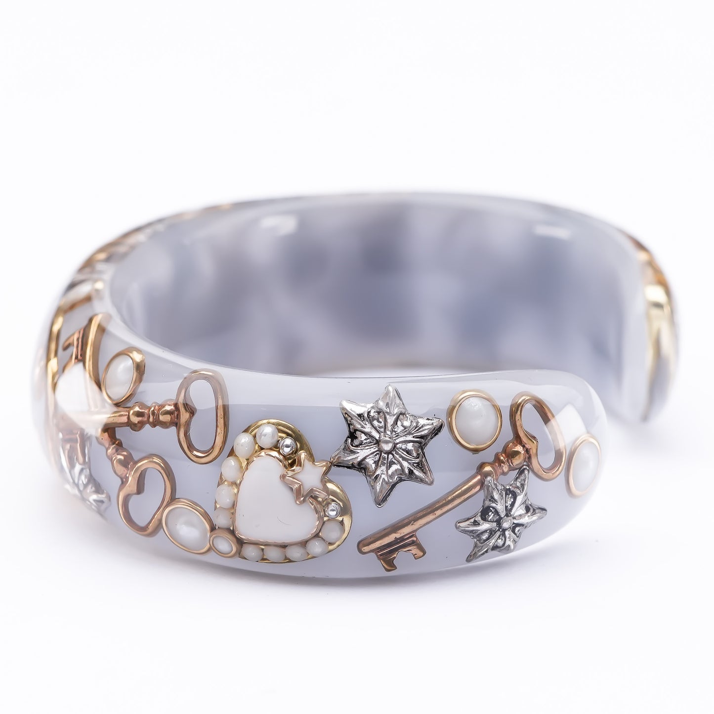 Secret Key Heart Bangle – Smoky Gray