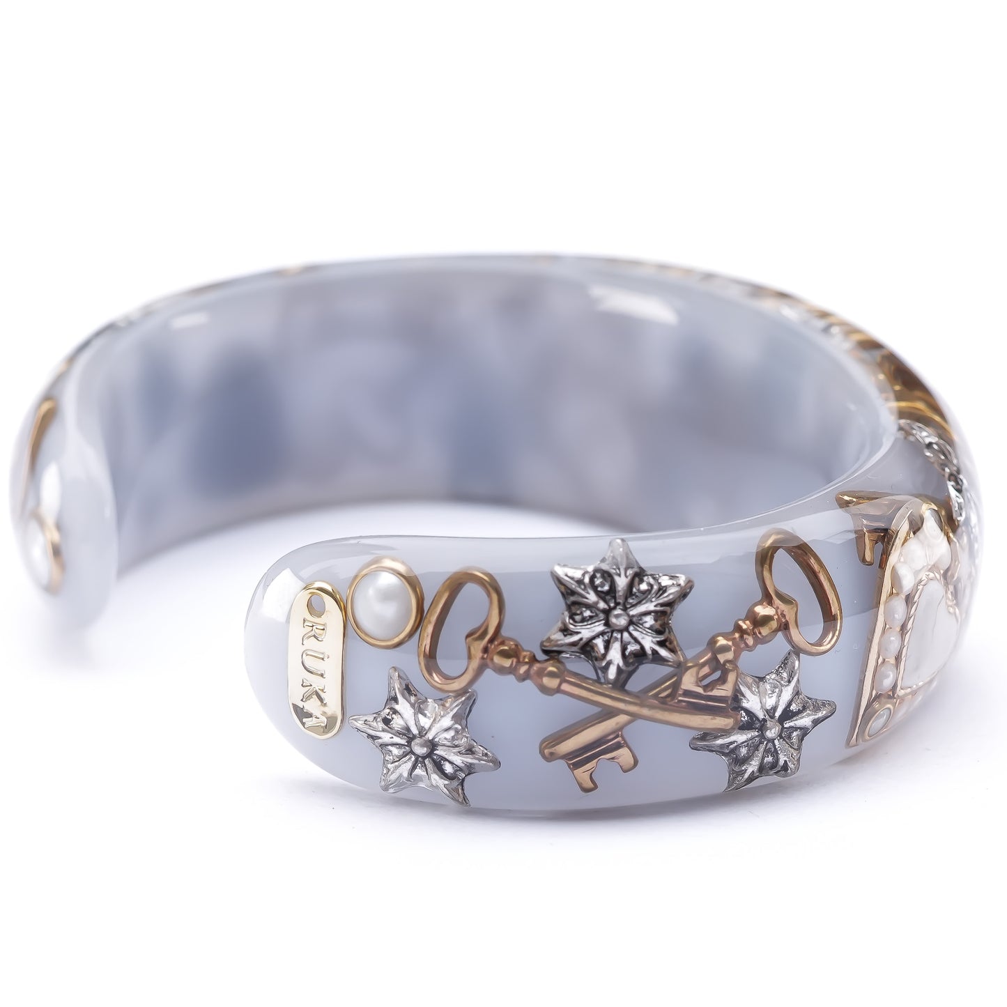 Secret Key Heart Bangle – Smoky Gray