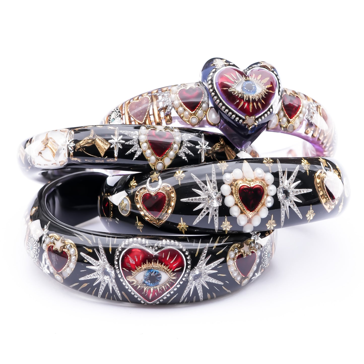 Mystic Eye Heart Bangle – Jet Black