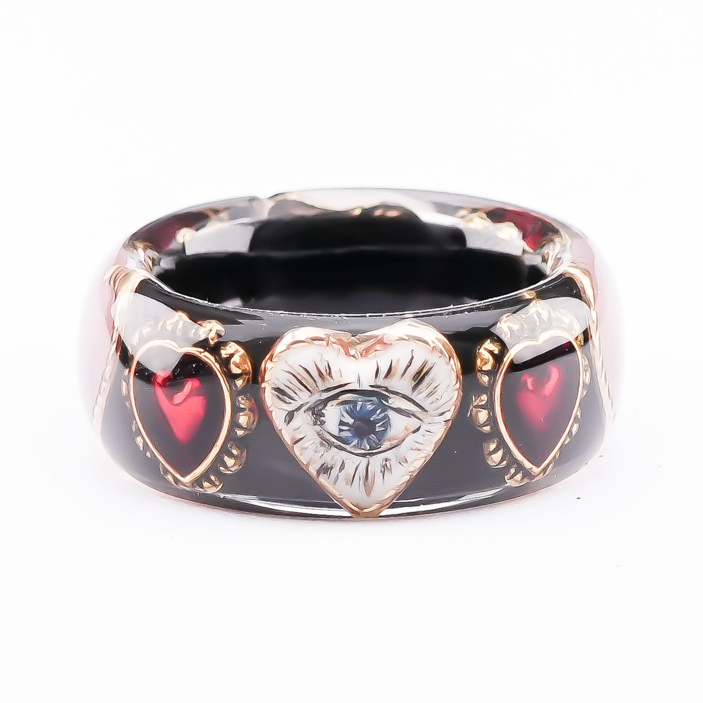 Mystic Eye Heart Ring – Jet Black / #10 #11 #18