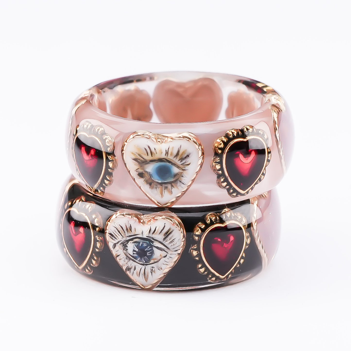 Mystic Eye Heart Ring – Jet Black / #10 #11 #18