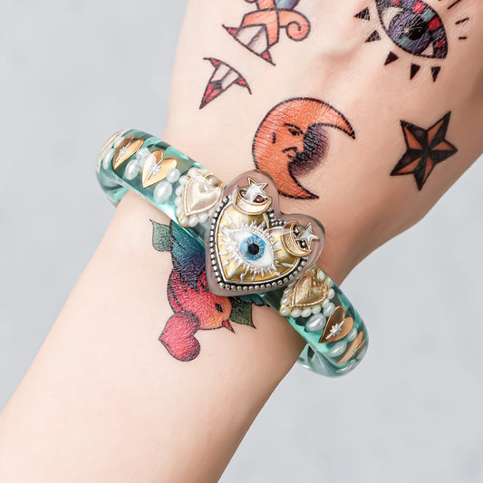 Heart of Good Fortune Bracelet - Smoky Pink × Clear Green