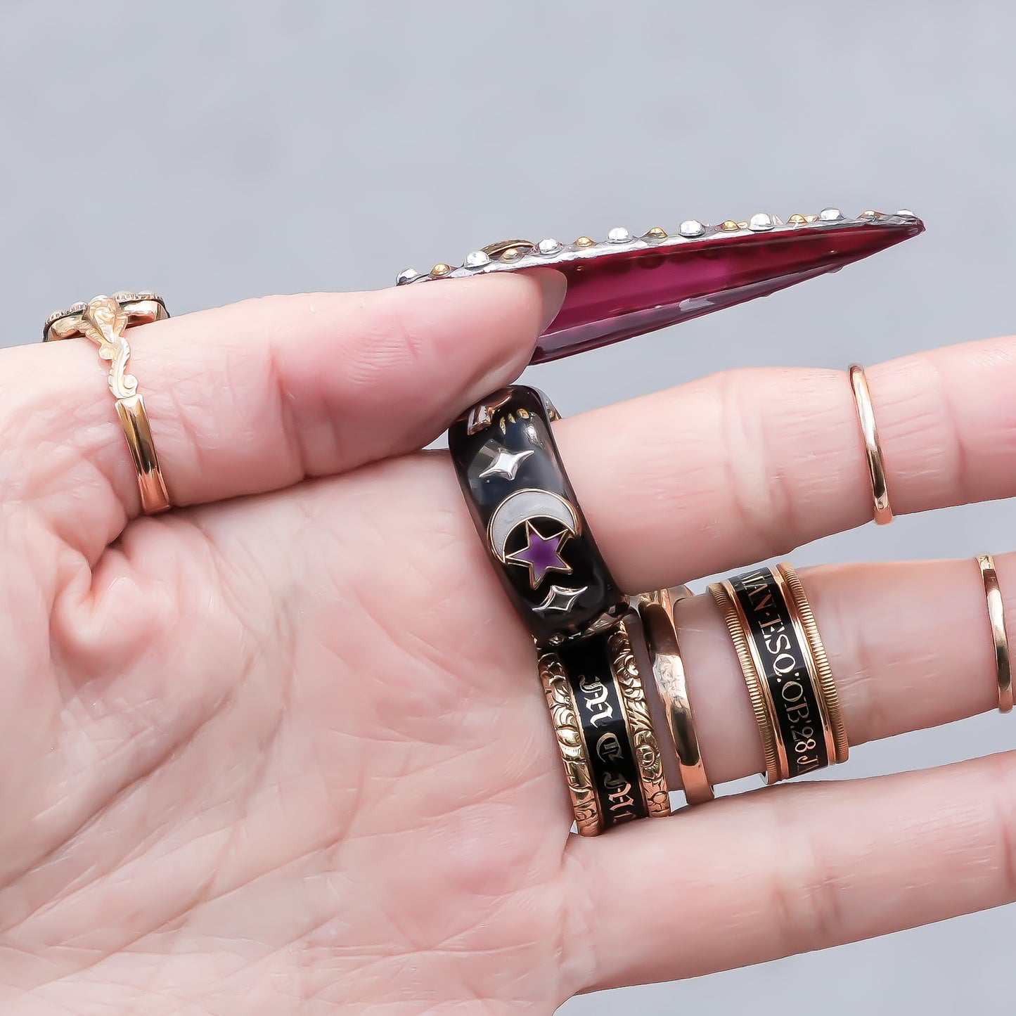 Cupid Heart Ring – Black × Purple Heart / #12 #13