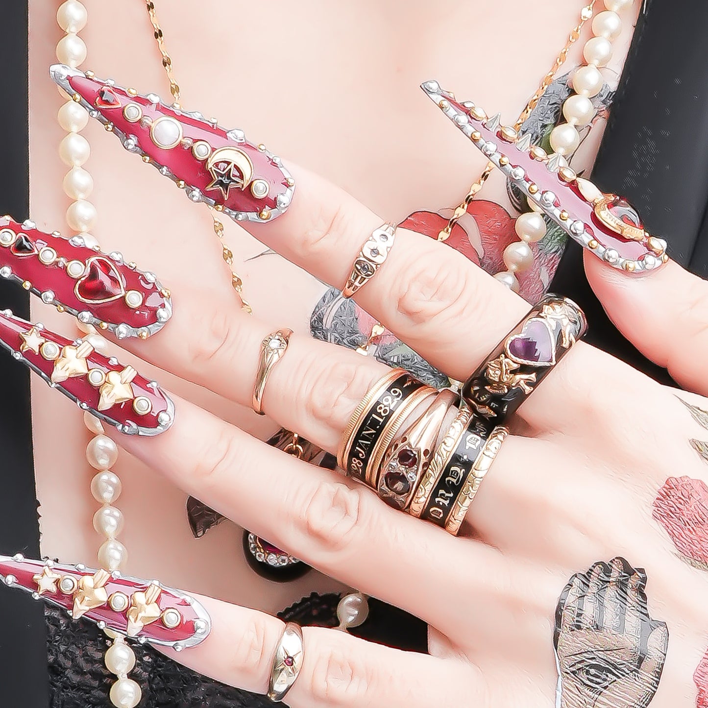 Cupid Heart Ring – Black × Purple Heart / #12 #13