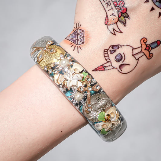 Blue Sky Flower Bracelet - Blue × Clear