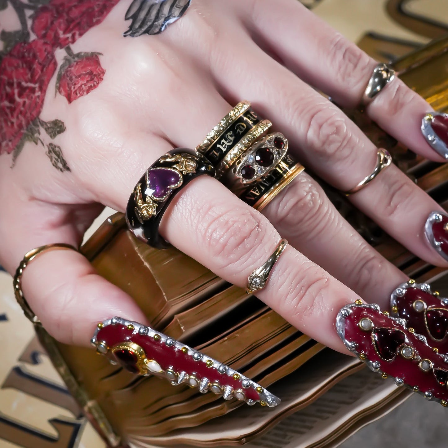 Cupid Heart Ring – Black × Purple Heart / #12 #13